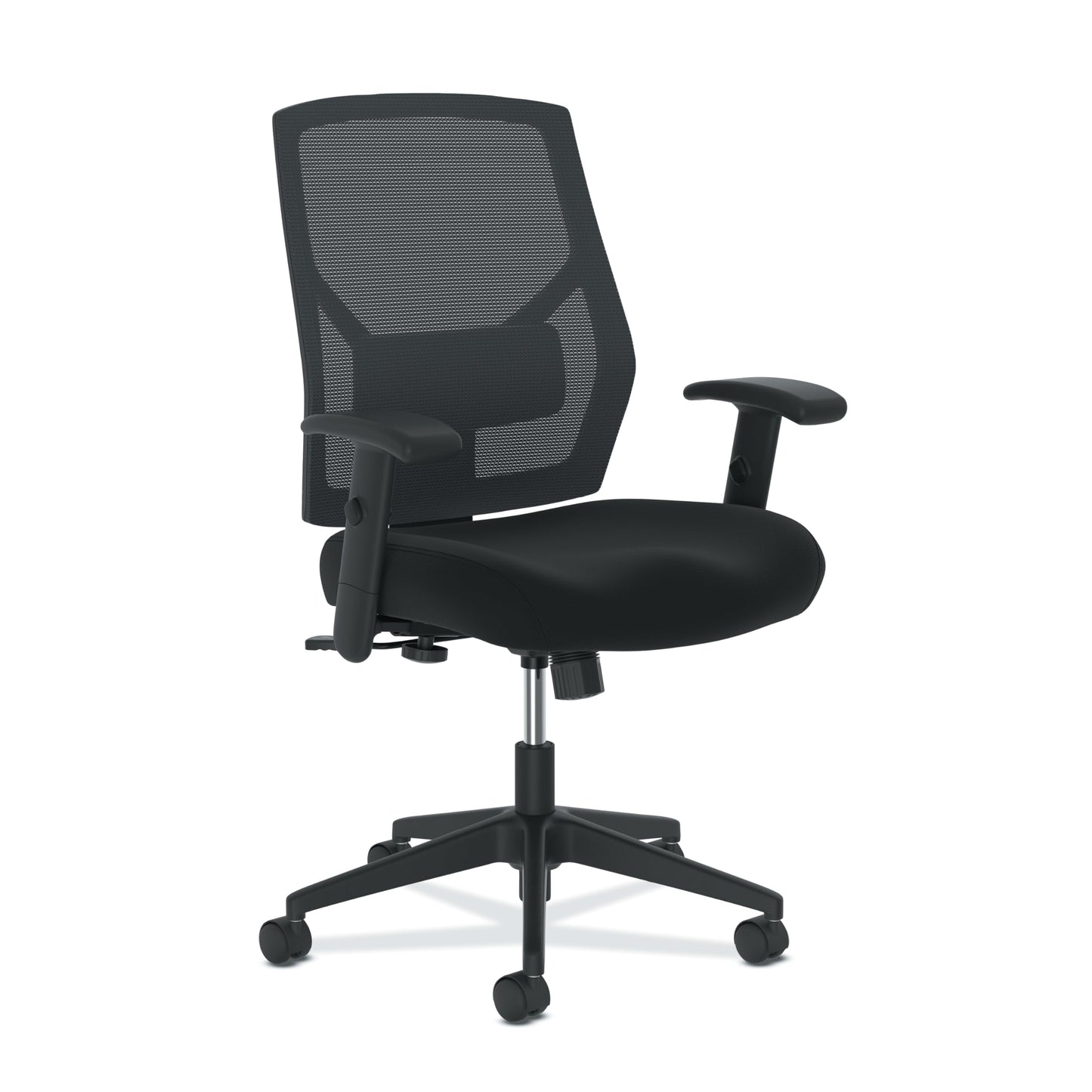 HON Crio Ergonomic Mesh Office Chair, High‑Back Desk Chair with Adjustable Arms, Lumbar Support, Center‑Tilt Swivel Seating for Computer Desks and Home Office, Black Frame, Black