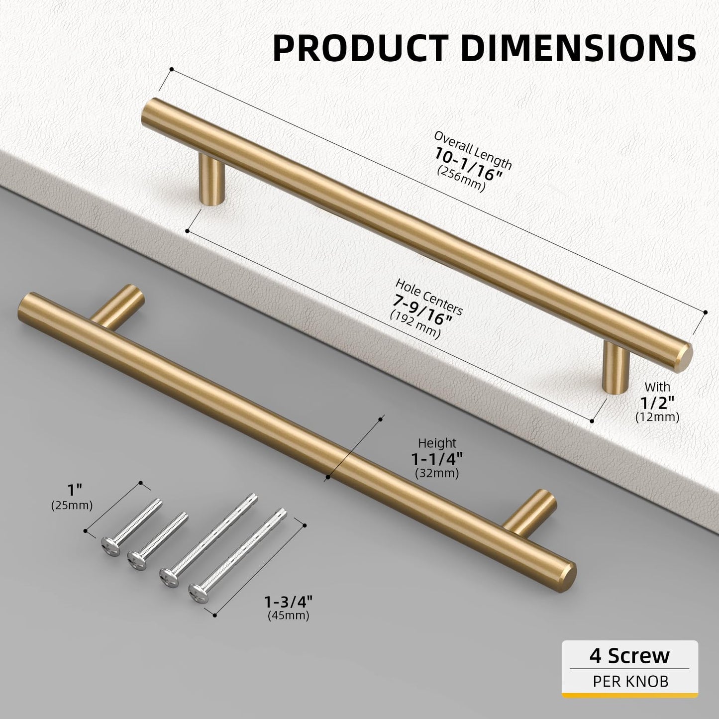 Goldenwarm 15 Pack 7-1/2 inch(192mm) Champagne Bronze Cabinet Pulls Gold Cabinet Handles Champagne Drawer Pulls Brushed Bronze Drawer Handles Kitchen Bathroom Bedroom Dresser Furniture Hardware