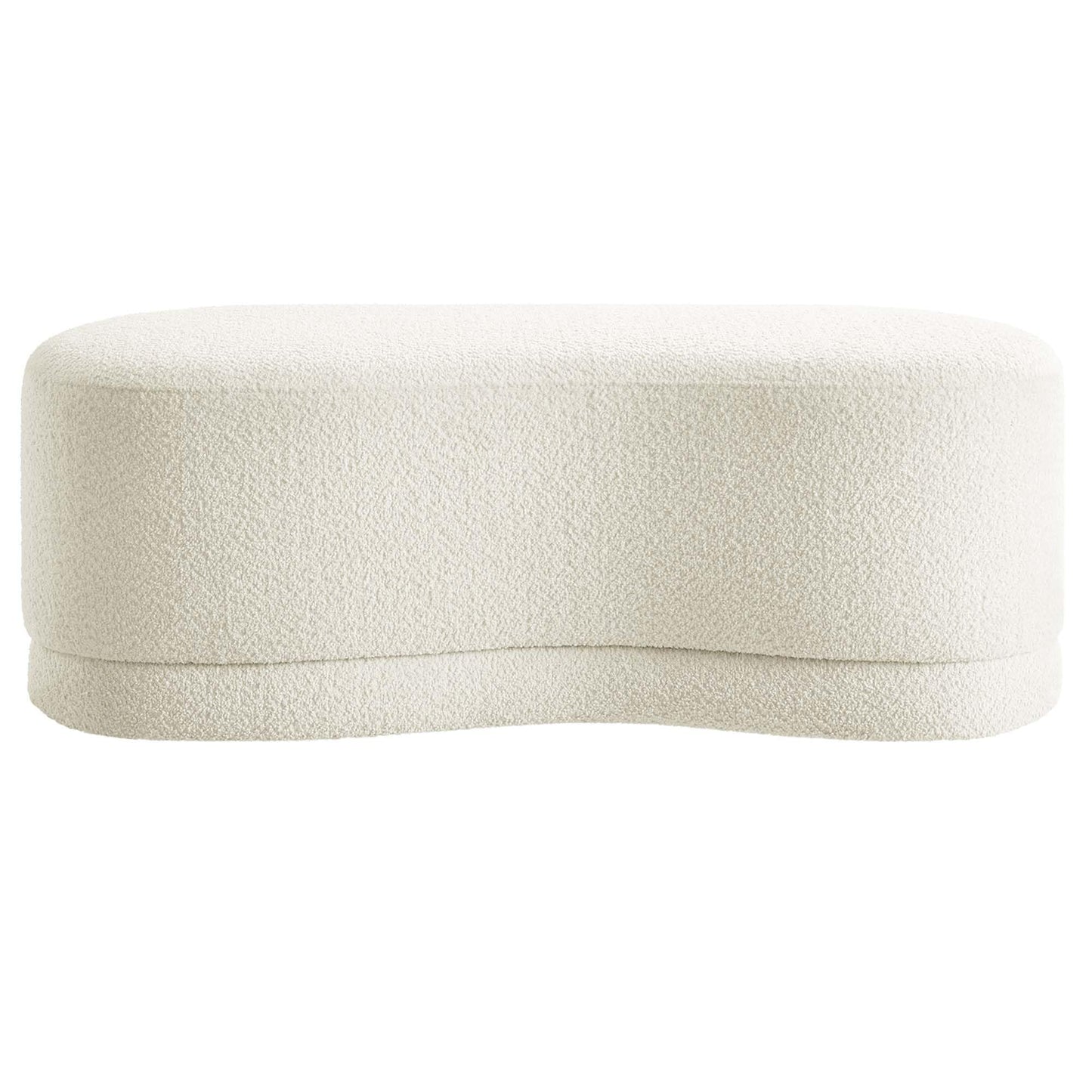 Modway Nimbus 48 Inch Curved Ottoman Bench in Cream - Soft Fabric Chenille Ottoman - Versatile Bedroom Bench - Bouclé Footstool - Upholstered Coffee Table - Bedroom and Living Room Furniture