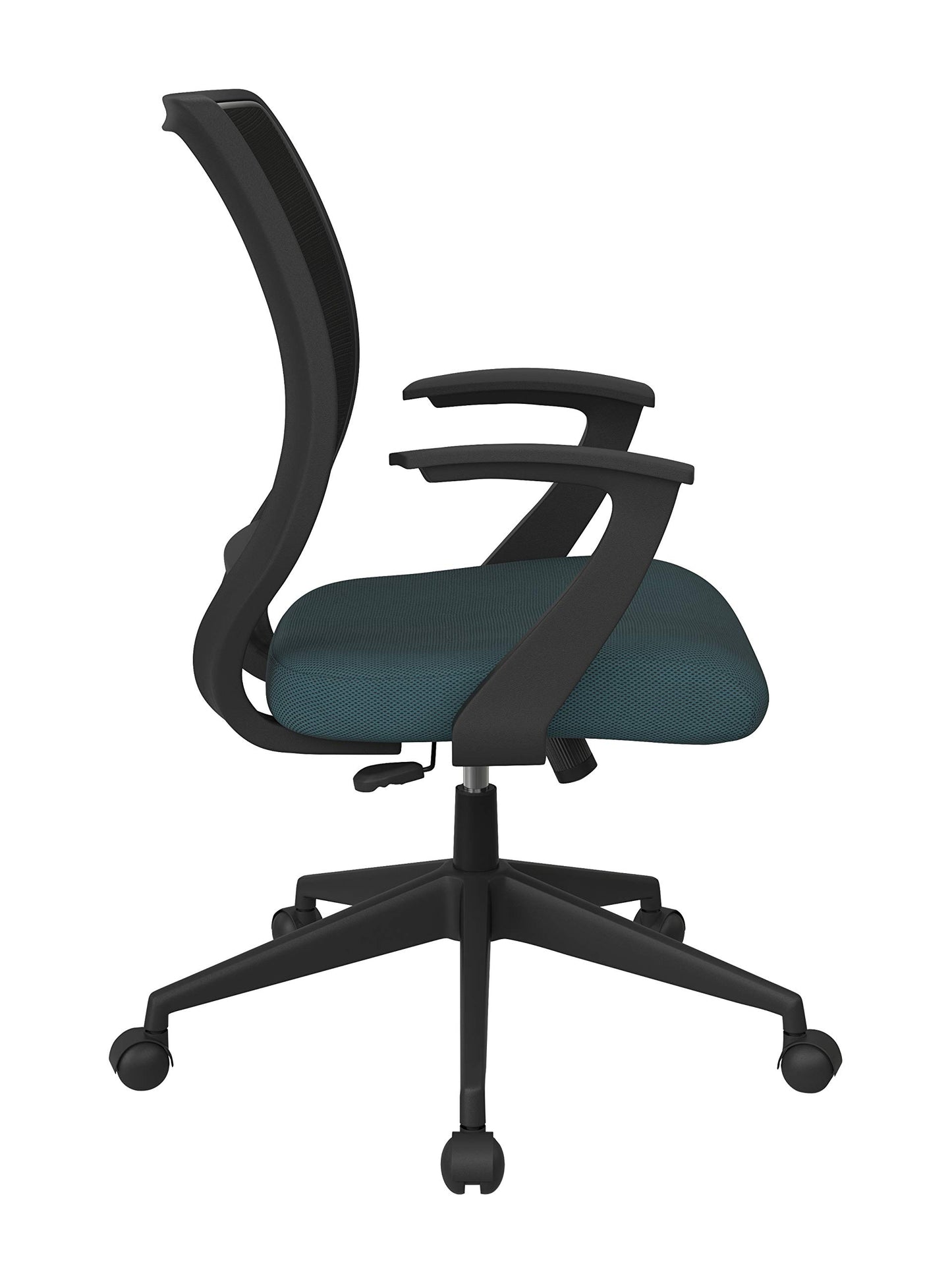 Office Star EM Series Screen Back Office Computer Task Chair with Lumbar Support and Designer T Arms, Blue Mesh