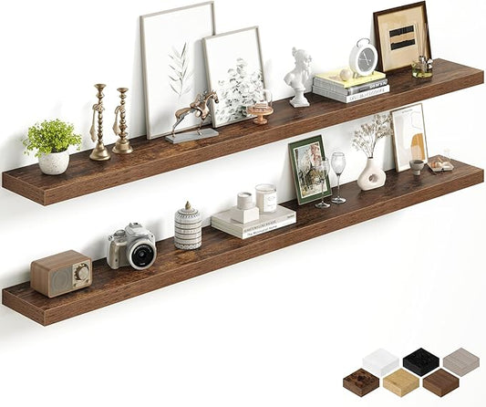 Fun Memories 72Inch Long Floating Shelves, 8 Inch Deep Shelves