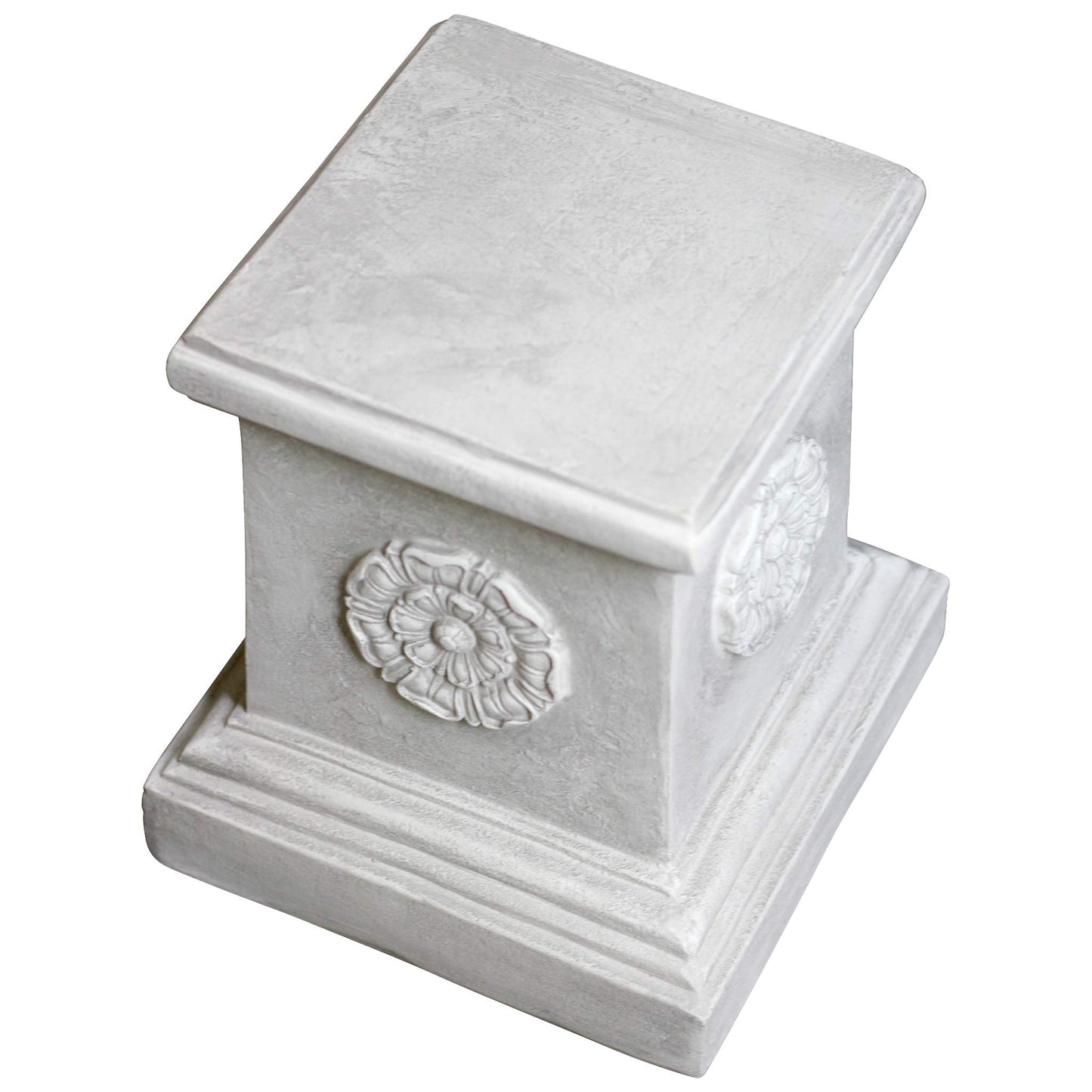 Design Toscano English Rosette Indoor/Outdoor Sculptural Garden Plinth Base Statue Riser, Large 13 Inch Tall, Cast Stone Resin, Antique Stone Finish