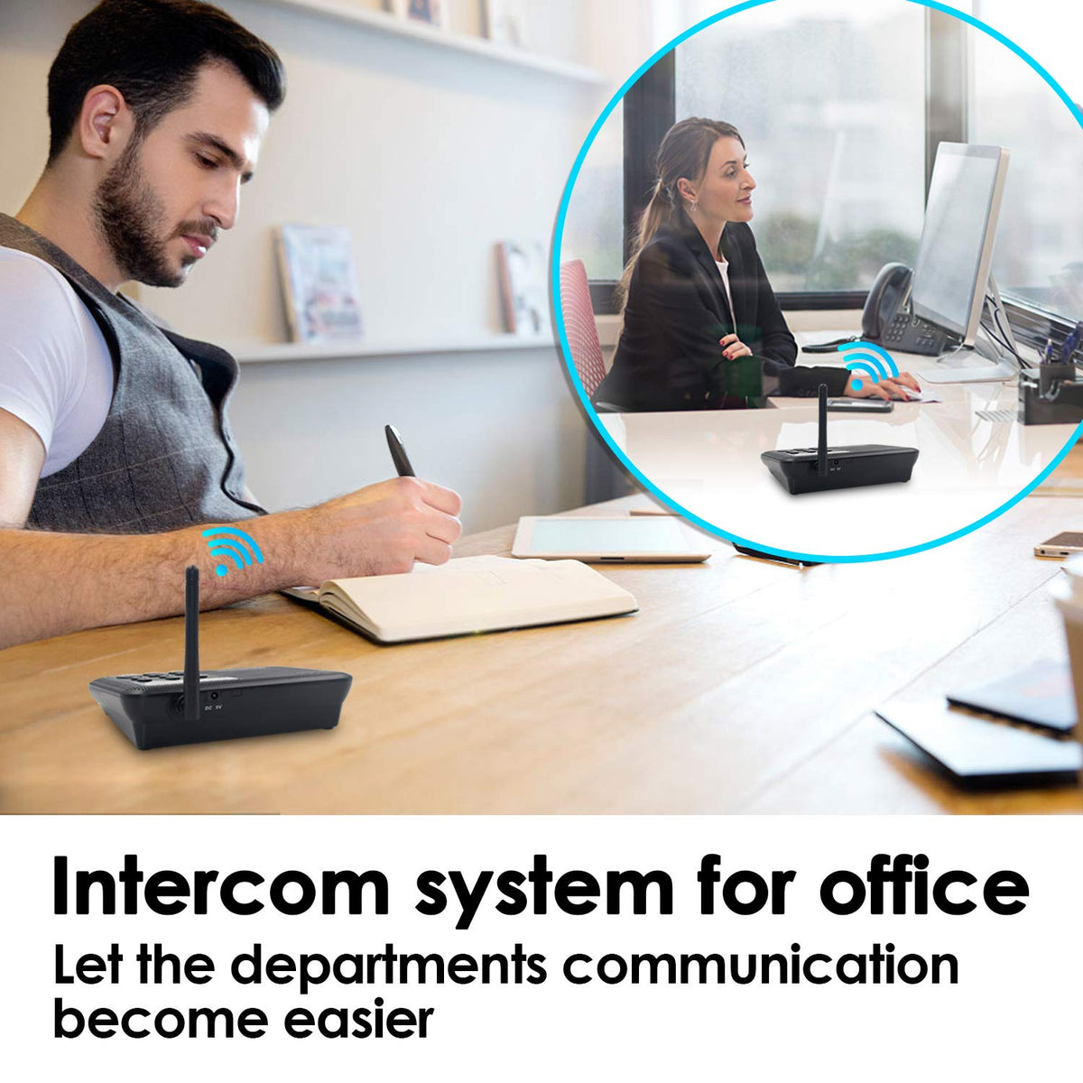 Intercoms Wireless for Home, Home Intercom System Wireless, 5280 Feet Long Range House Intercom System for Business, Two Way Wireless Intercoms for Office, Wireless Room Monitor LD666-4P