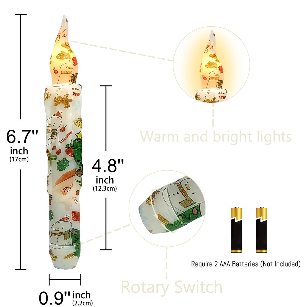 Christmas Candlesticks Flameless Taper Candle,Gedengni 4pcs Red LED Tapered Candles Remote Dipped Candle 6inch Green Battery Chandelier for Enchanting Weddings and Harry Potter Inspired Vigils(CHMAS)