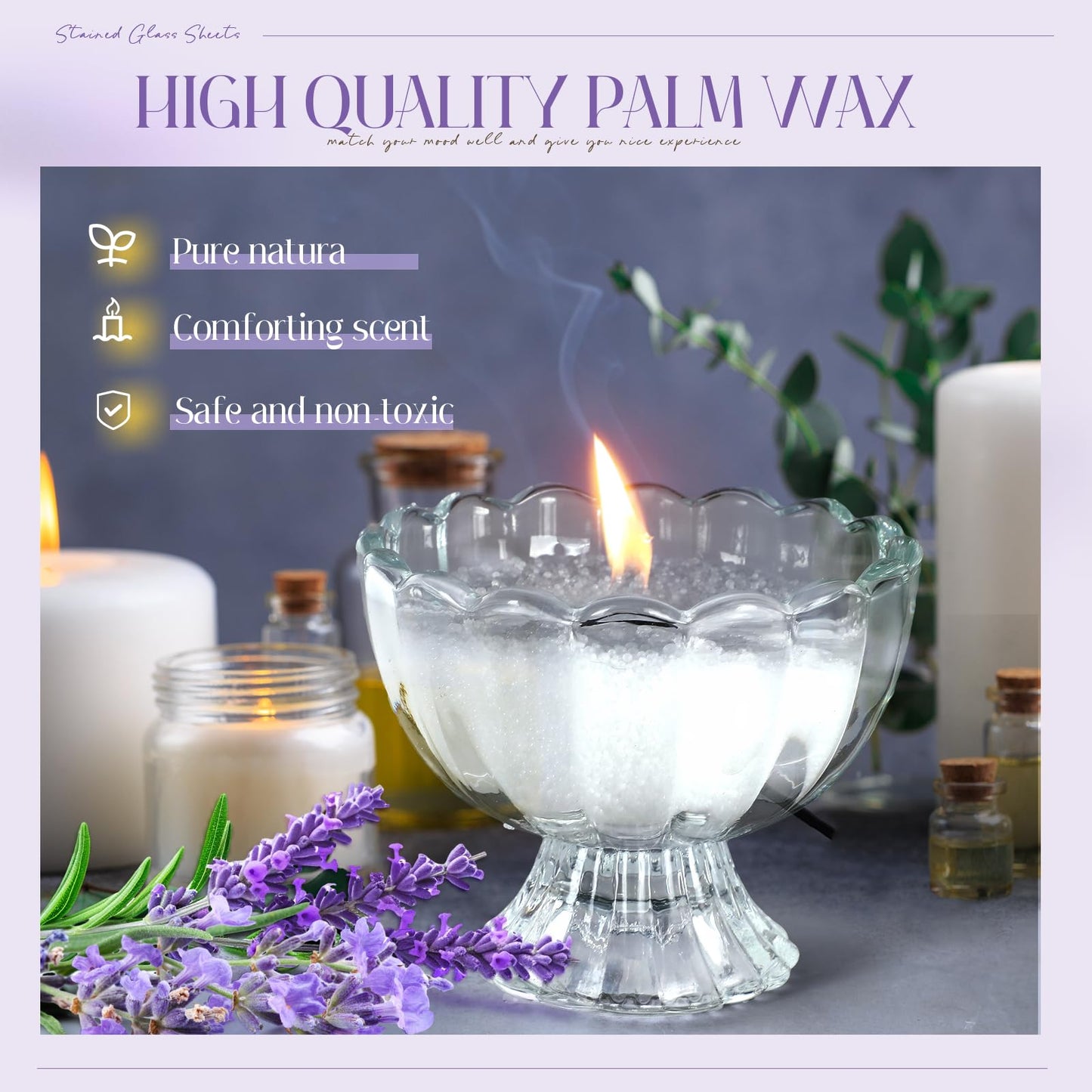 MTLEE Pearled Candle 4.4 Lb/70oz Graduation Gifts 2026 Lavender Scented Sand Candle Kit Include 100 Wicks, Bow Gift Box, Spoon Reusable Pearled Wax for DIY Kit Birthday Gift Housewarming Home Decor