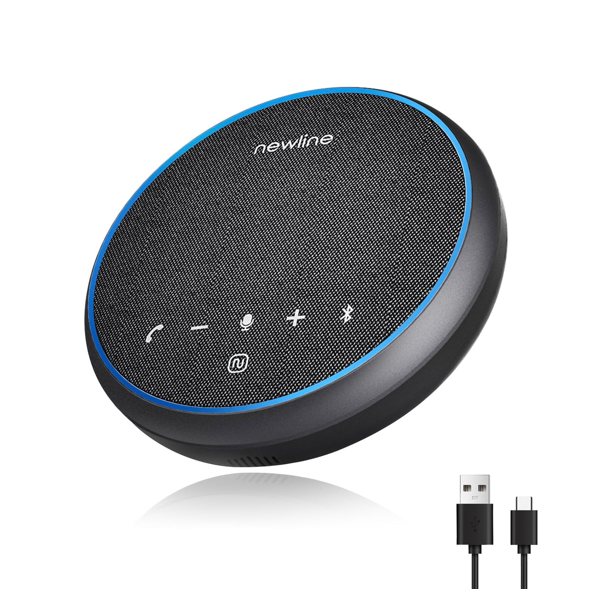 N newline Conference Speaker and Microphone, 2 Mics 360° Voice Pickup, AI Noise Reduction & Clear Calls, USB & Bluetooth Speakerphone, Up to 12H Call Time, for Small-to-Mid Meetings & Home Office