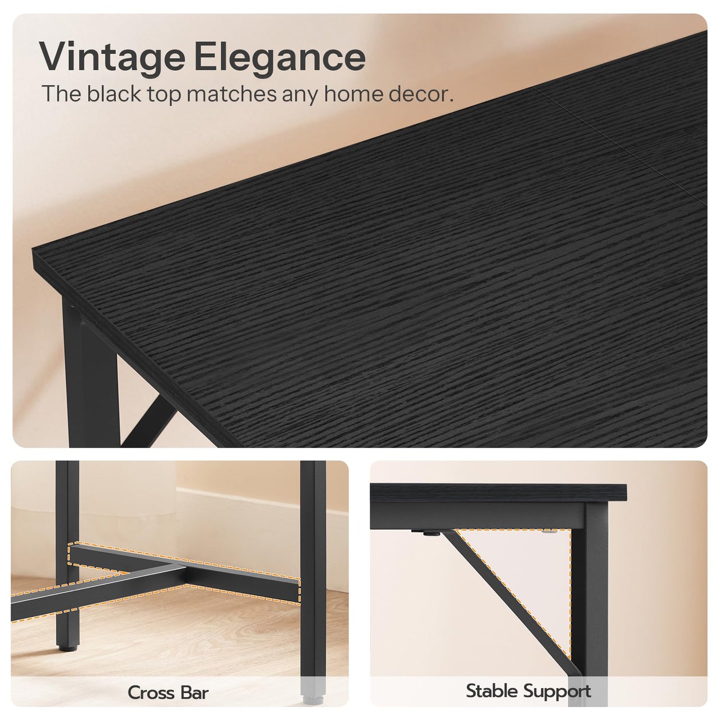 HOOBRO Bar Table with Charging Station, Rectangular Pub Table, High Top Coffee Table, Counter Bar Height Table, Narrow Long Dining Table, 35.4" L x 15.7" W x 35.6" H, Black BB90UBT01N1