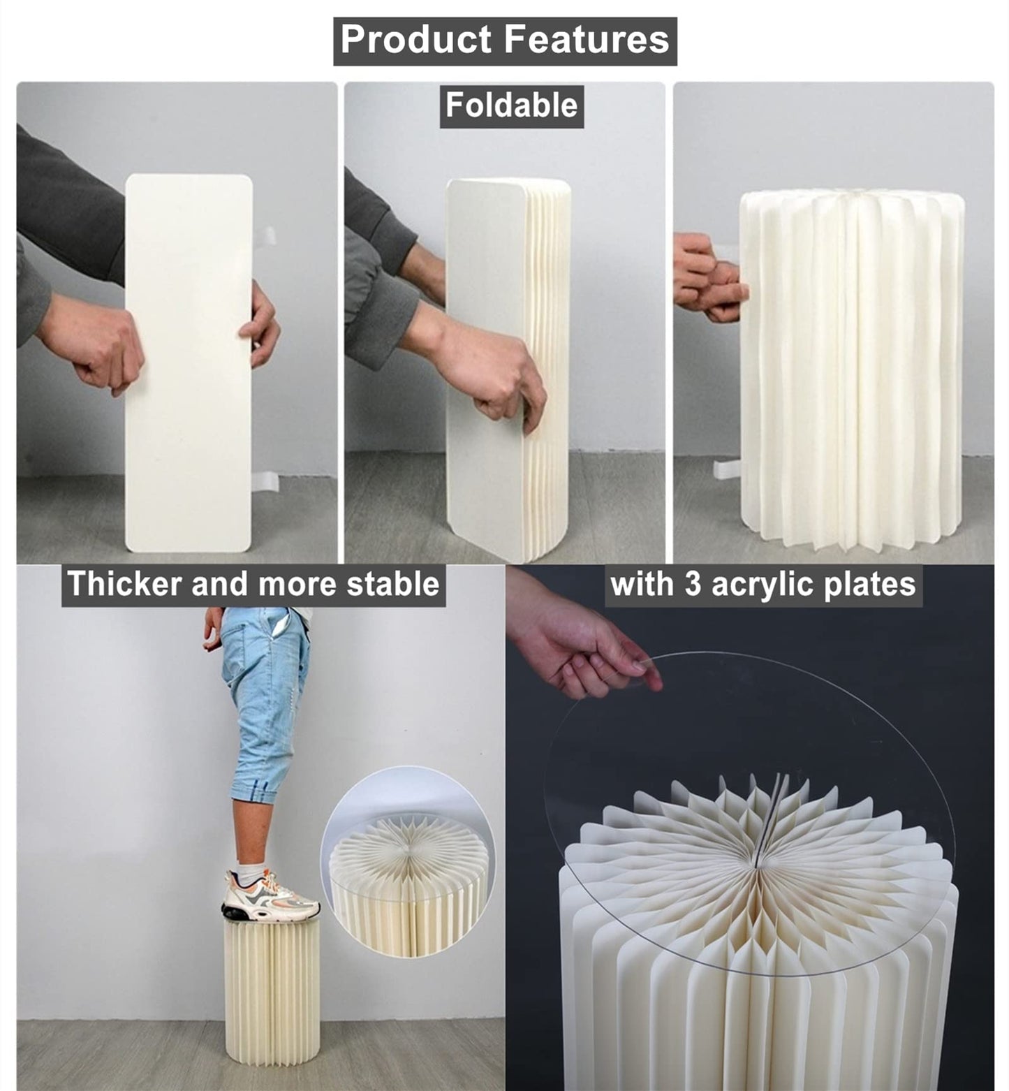 AHUAWA Cylinder Stands for Party 3Pcs Round Pedestal Stand Foldable Cardboard Columns Cylinder Tables for Parties Baby Shower Birthday Wedding Pillars Display Decoration