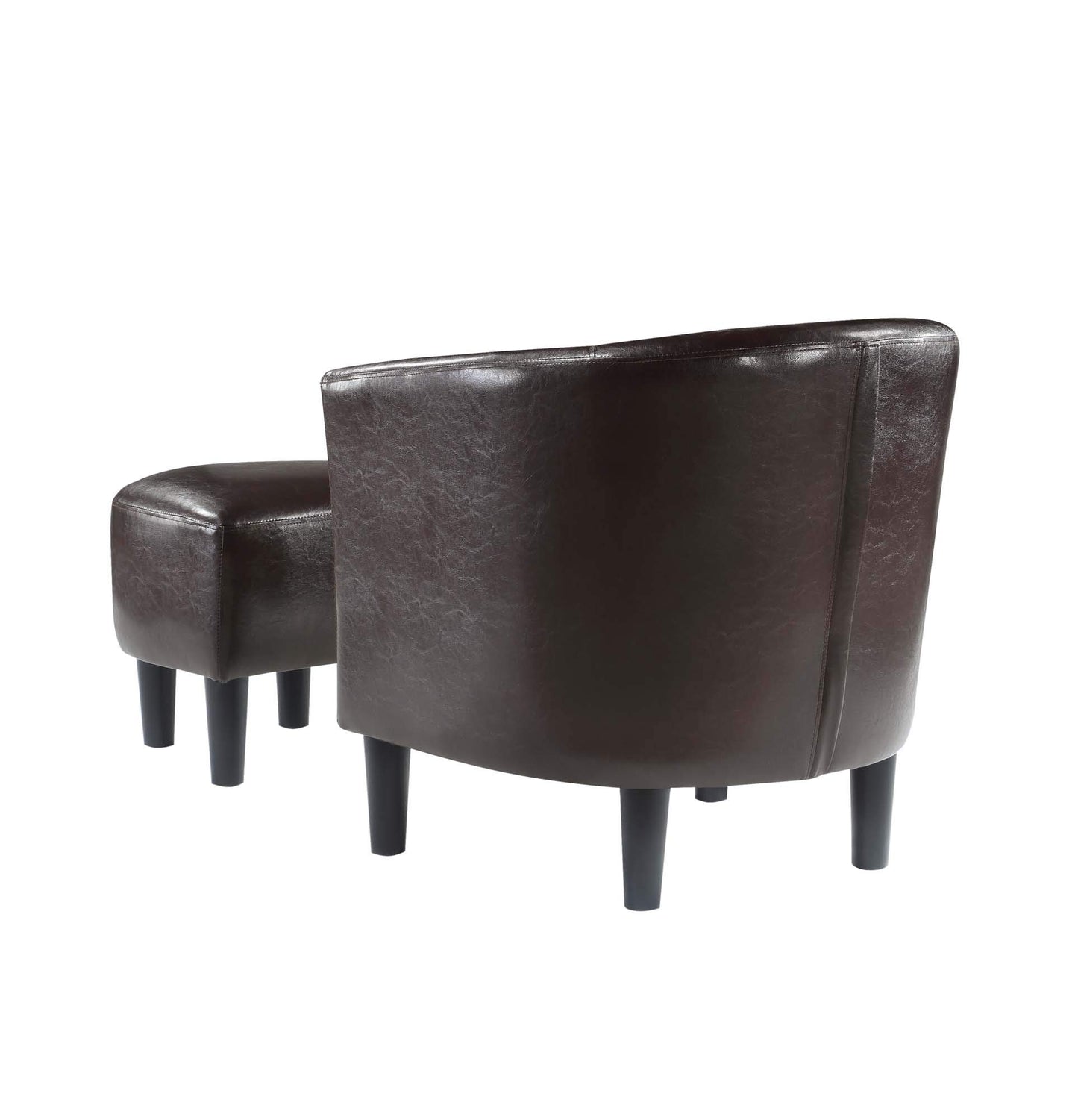 Convenience Concepts Take a Seat Churchill Accent Chair with Ottoman, Espresso Faux Leather