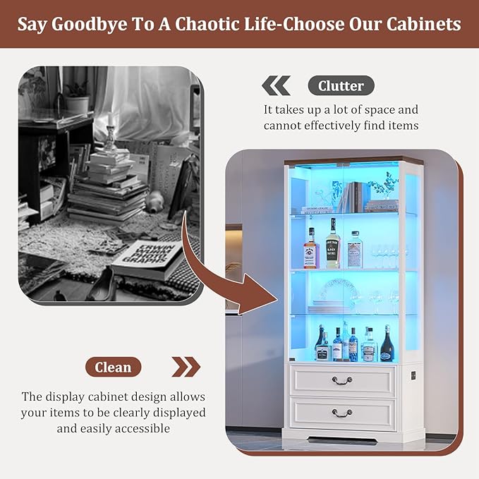 TAGELIER 67" Tall Display Cabinet