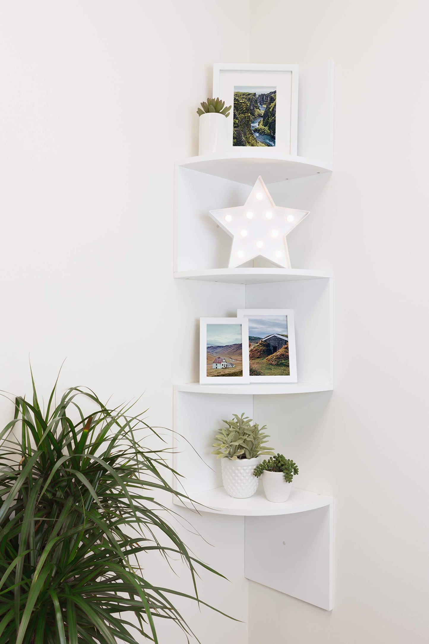 Kiera Grace Provo Floating Shelves, Decorative Wall Mounted Corner Shelves for Home, Room, Office, 57"x12", White, 1Pack
