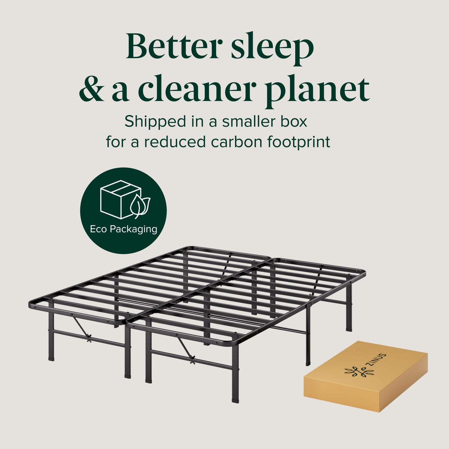Zinus Rumi 14in Full Metal Bed Frame, Quick Assembly SmartBase® Mattress Foundation, Heavy Duty Sturdy Steel with No Box Spring Needed, Eco-Friendly Packaging, Black