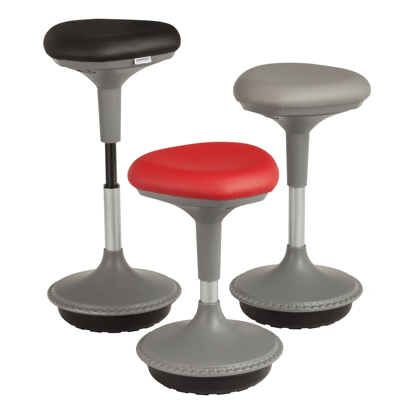 Learniture Adjustable Height Active Learning Stool for Office Desks and Classrooms, Foam-Padded Backless Wobble Stool with Rocking Motion, Black