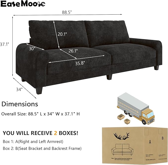 EASE MOOSE 88.5" Chenille Loveseat Couches