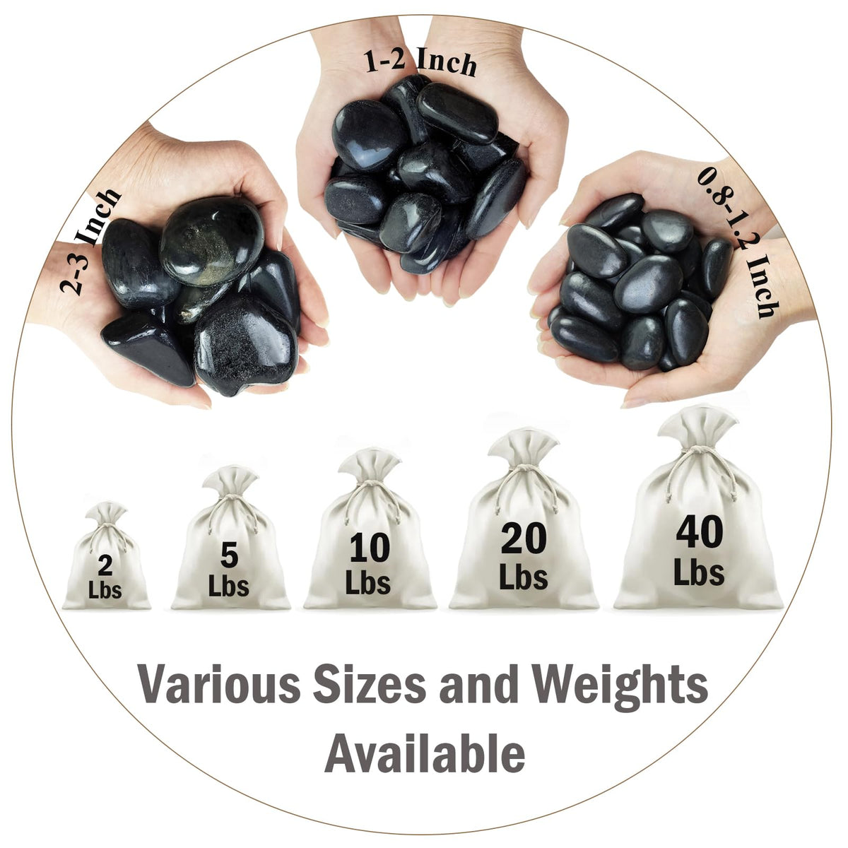 FANTIAN 5 lbs Polished Black River Rocks, 1-2 Inch Decorative Pebbles for Indoor Plants. Black Stones for Planters, Vase, Garden Landscape and Outdoor Decorative Stones