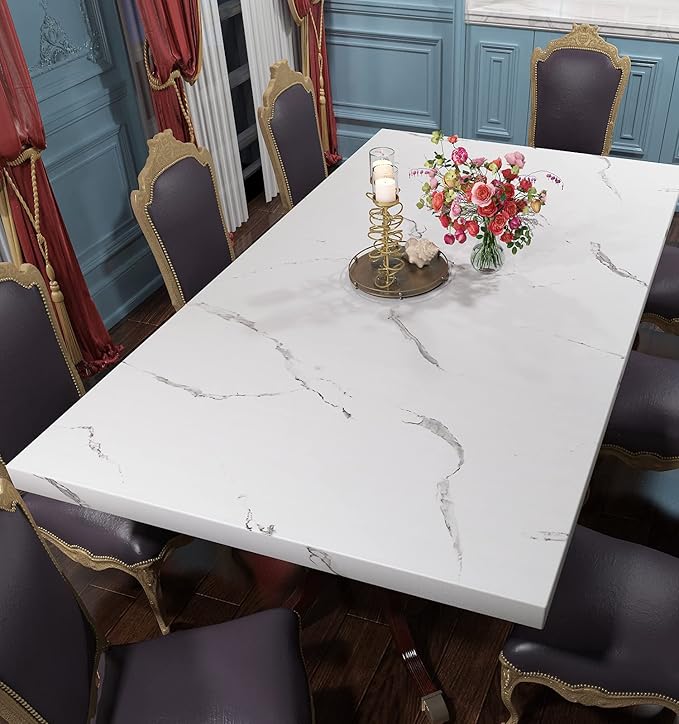 FunStick 24"x394" Thick White Marble Contact Paper Peel and Stick Countertop