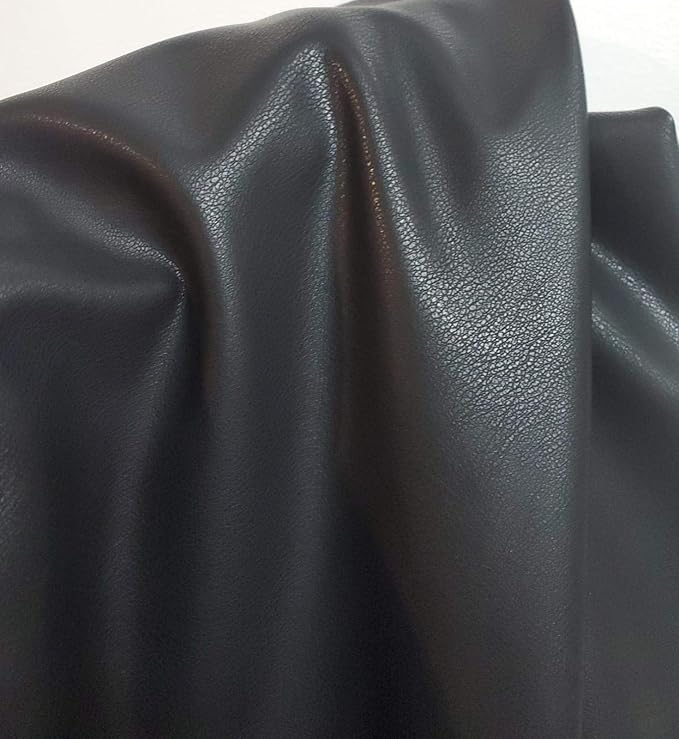 NAT Leathers | Black Thin Garment 0.6 mm Soft Faux Vegan Leather PU | 10 Yards