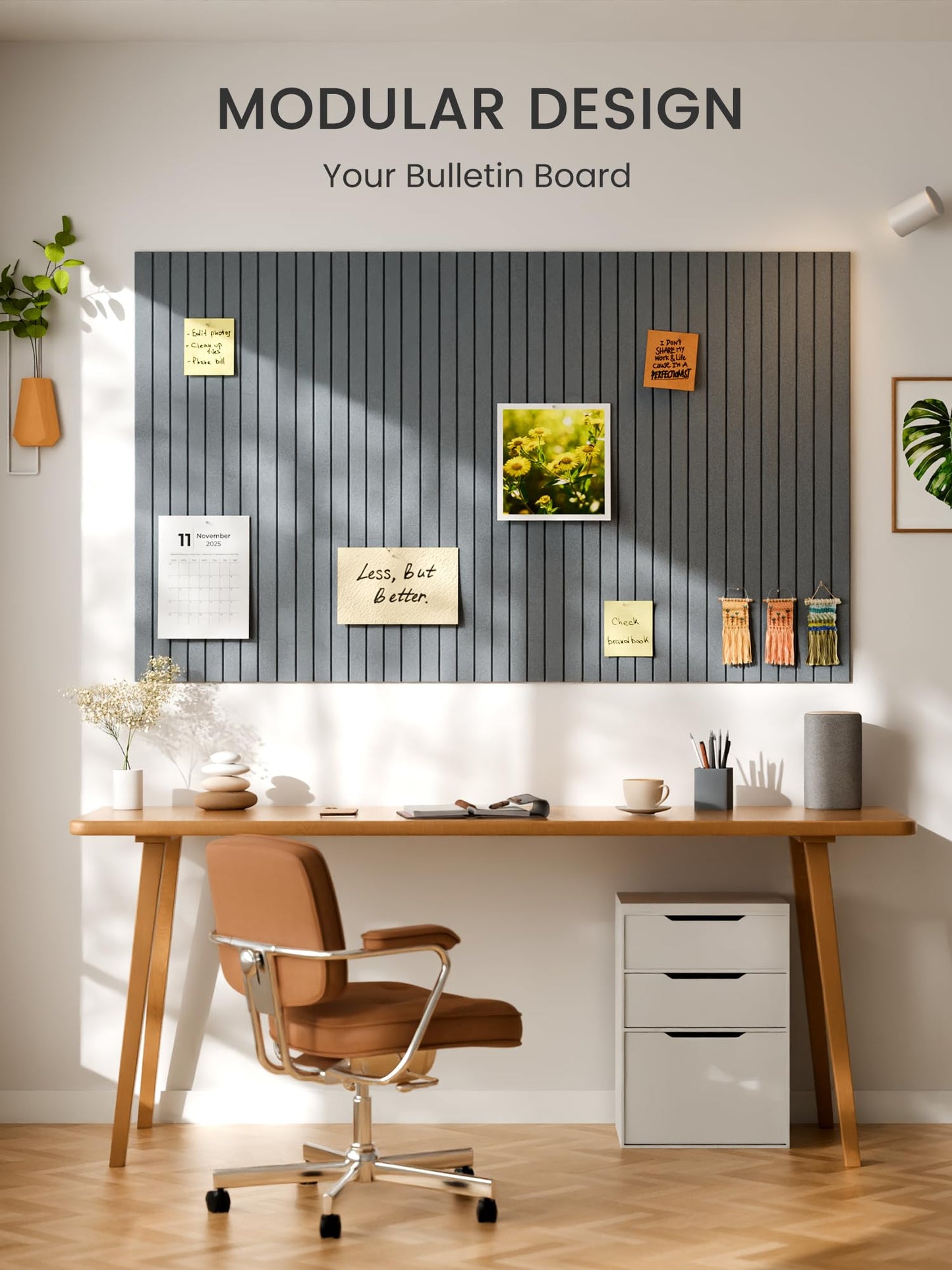 Bumusty Large Cork Board Alternative-48 x 36" Felt Bulletin Board Tiles, with 30 Pushpins, 70 Adhesive Tabs, Fine-Stripe 12-Pack, Cork Boards for Office Push Pin Board Felt Board-Blue Gray