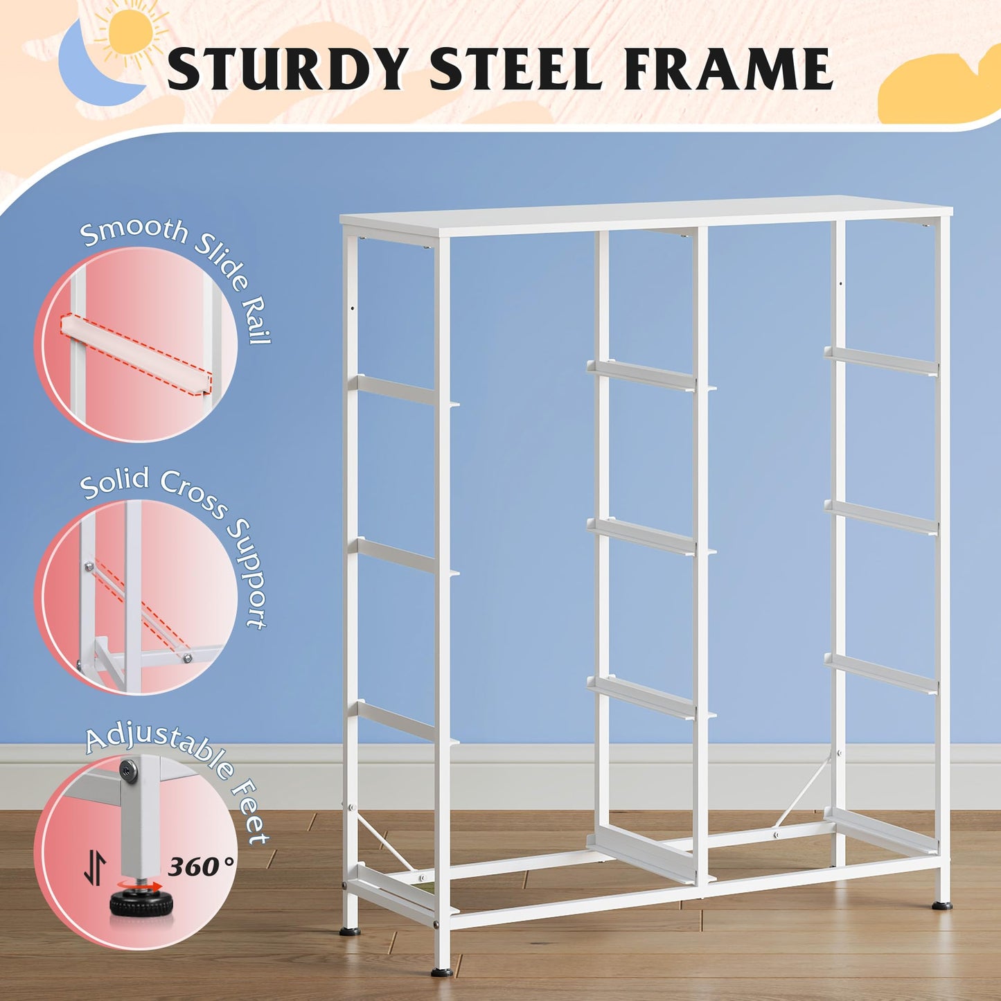 WLIVE Fabric Dresser for Bedroom, Tall Dresser with 8 Drawers, Storage Tower with Fabric Bins, Double Dresser, Chest of Drawers for Closet, Playroom, Dormitory, A-Pink