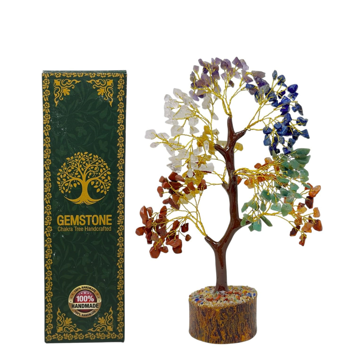 RW REPLICA WAREHOUSE Gemstone Handcrafted Crystal Tree of Life, 7 Chakra Healing Stones, Bonsai Style Decorative Tree for Home, Office Desk, Living Room, Birthday Gifts for Women, Mom.