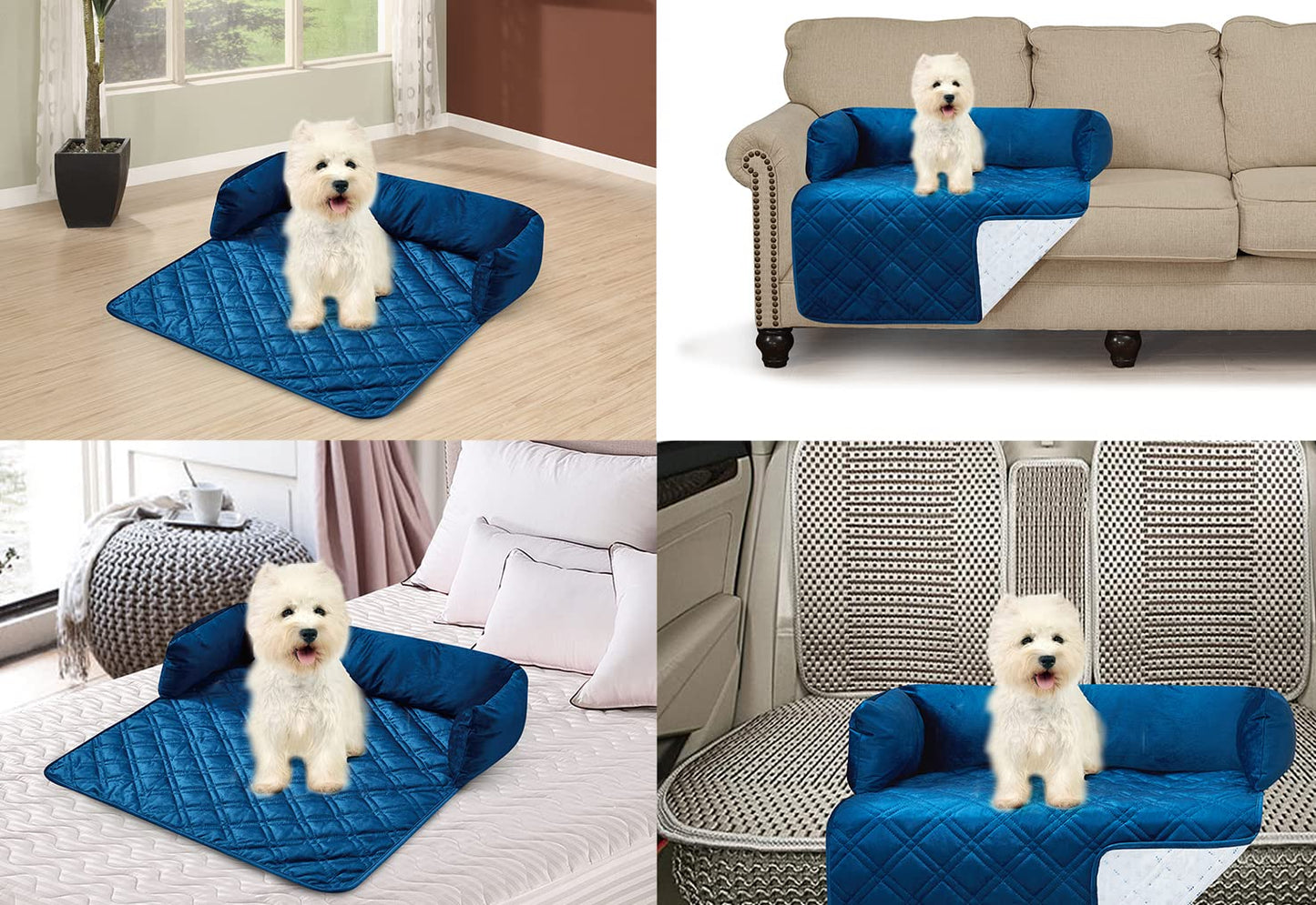 Brilliant Sunshine Premium Calming Dog Bed Mat, Silky Velvet, Removable Washable Cover, Cushion Protector and Couch Covers for Dogs, Pets, Cats, Medium, Dark Blue