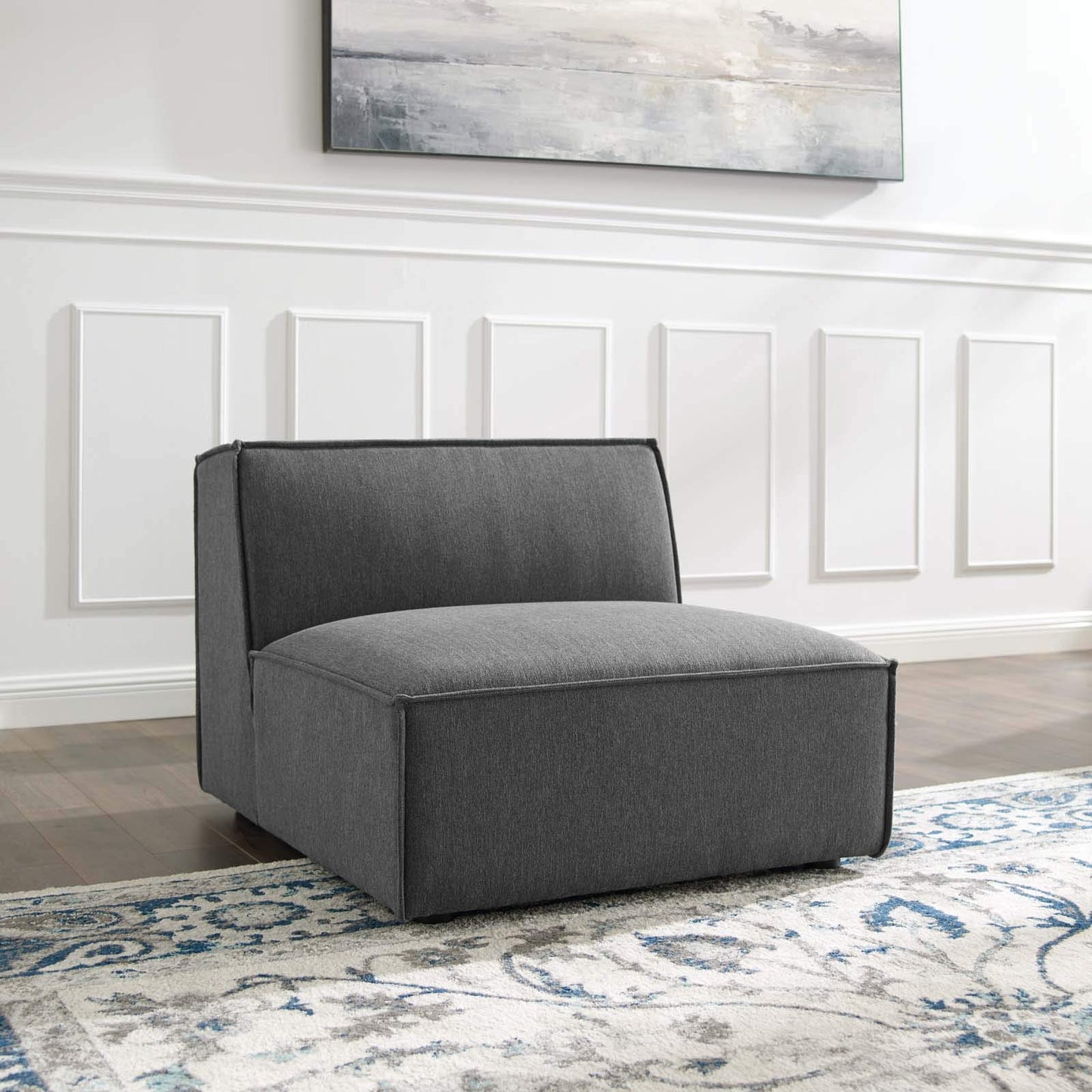 Modway EEI-3872-CHA Restore Sectional Sofa Armless Chair, Charcoal