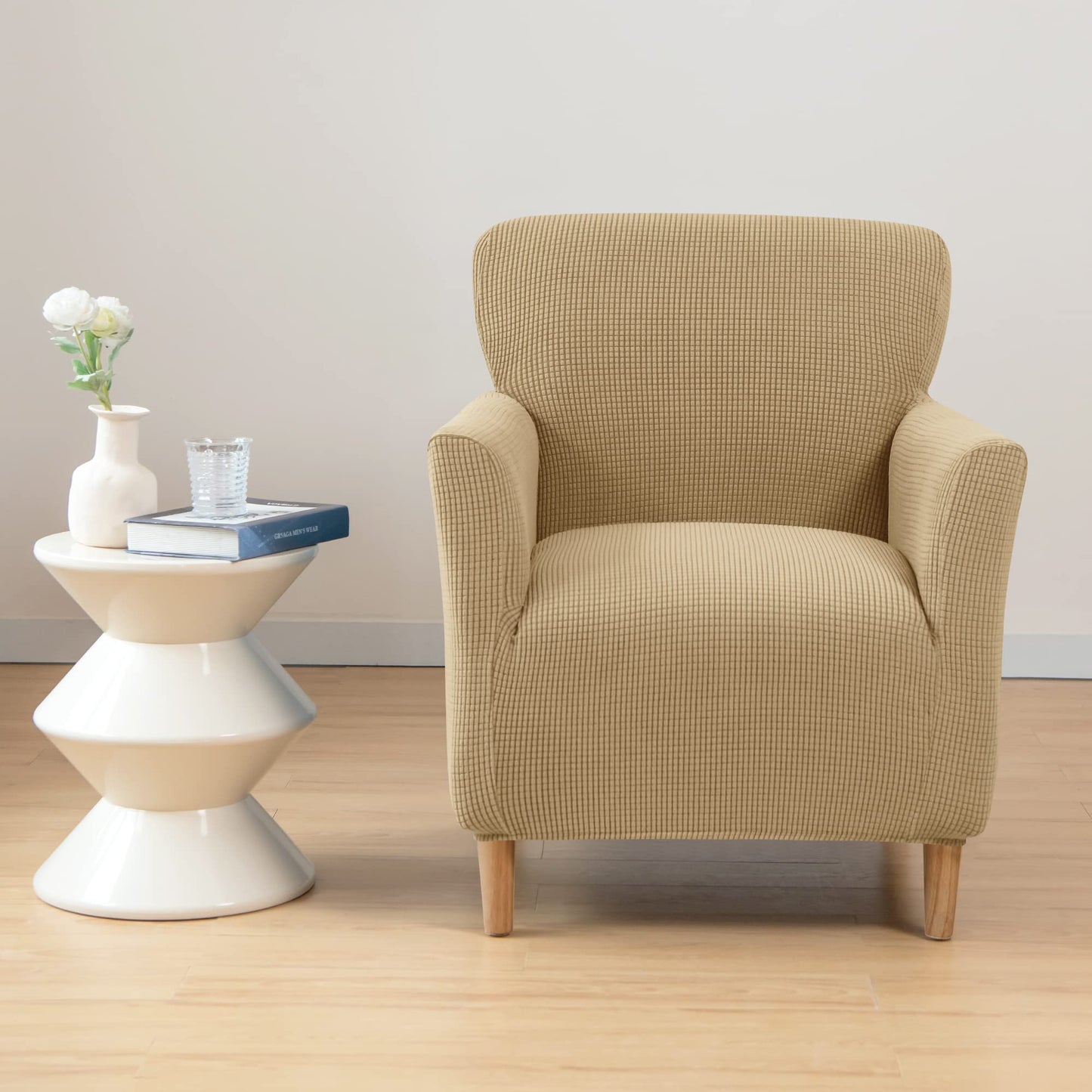 ele ELEOPTION Armchair Slipcovers Chair Covers with Arms Stretch for Living Room Office Arm Club Chair Cover Furniture Protector Khaki