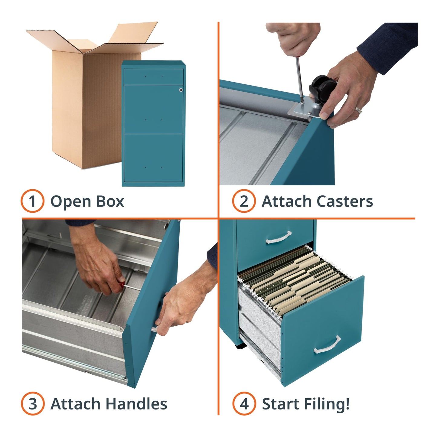 Lorell LYS SOHO Box/File/File Teal Mobile Cabinet, 3 Drawer