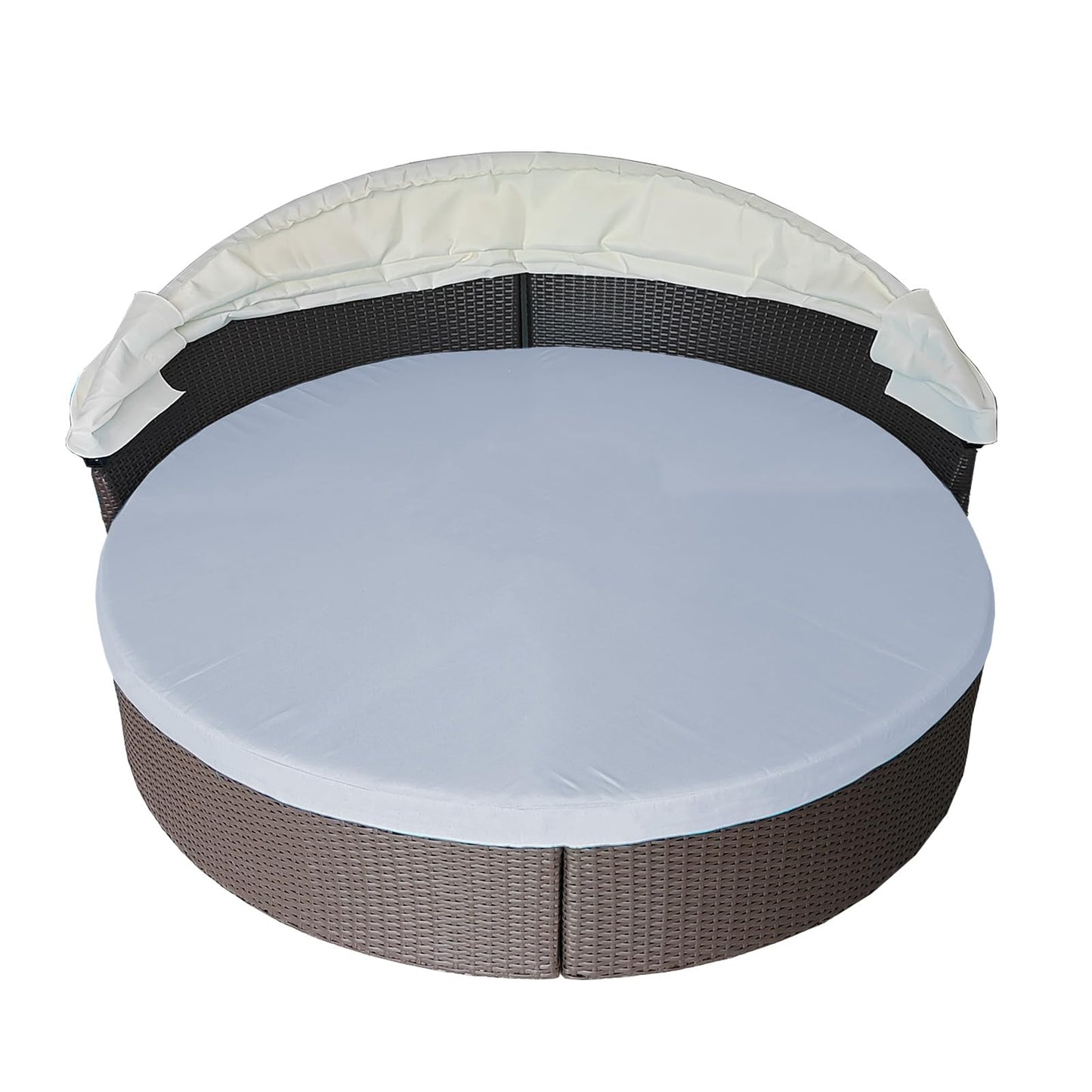 WQZWDFC No Splicing Outdoor Daybed Cushion Cover 66" Patio Round Sunbed Covers Circle Daybed Couch Mattress Replacement Slipcover (Gray)