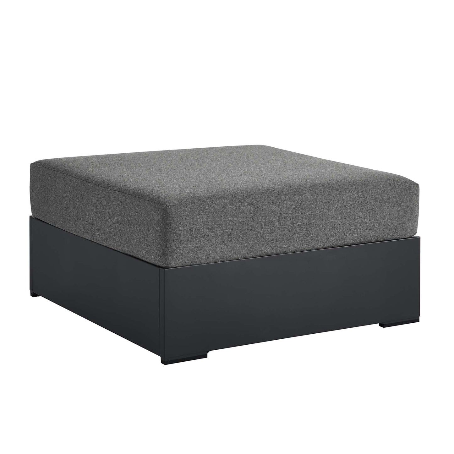 Modway Tahoe Aluminum Ottoman in Gray Charcoal with Weather-Resistant Cushion-Ideal as Outdoor Footstool, Patio or Sunroom Furniture
