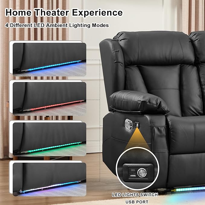 Loveseat Recliner Sofa, RV Recliner Couch, Manual Reclining Loveseat