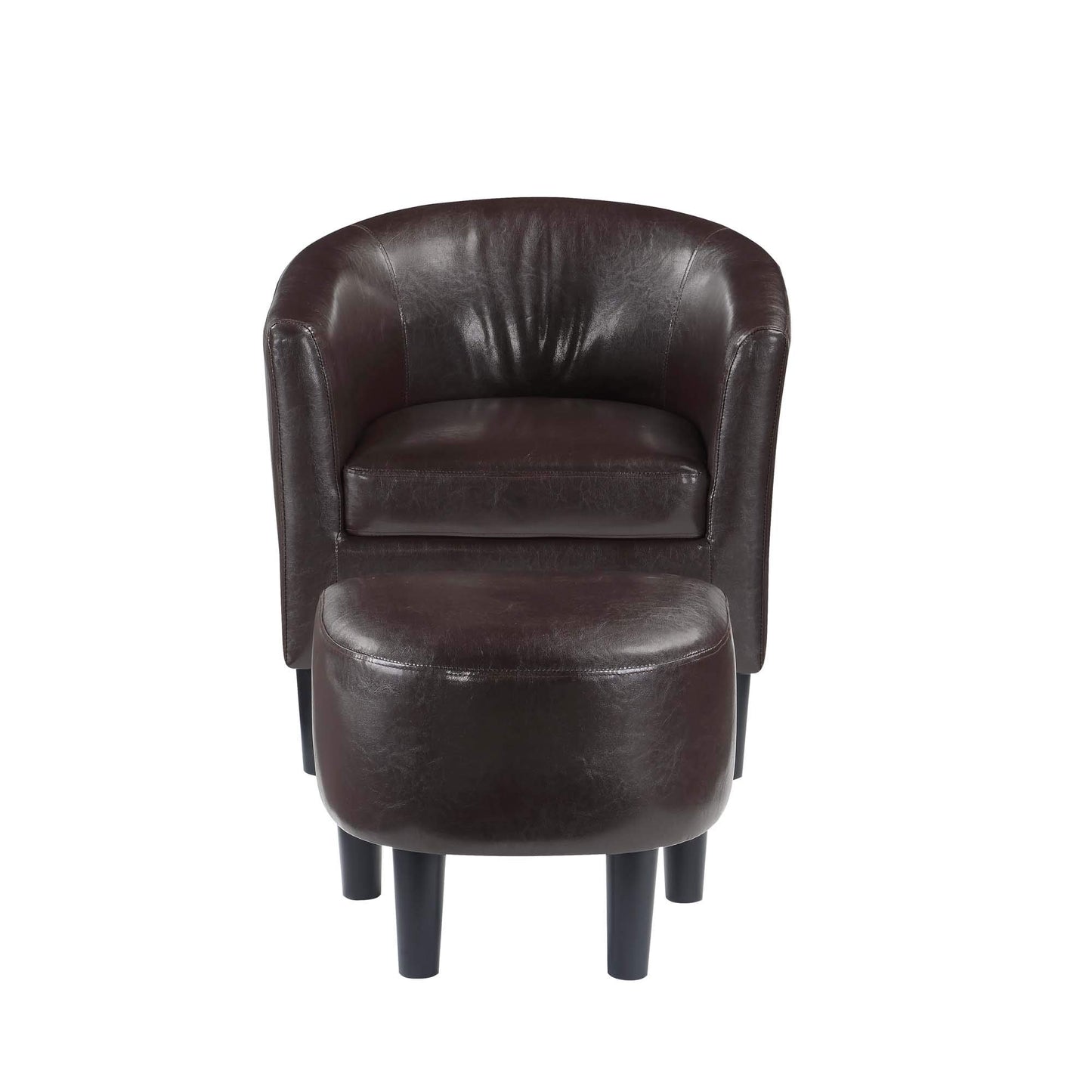Convenience Concepts Take a Seat Churchill Accent Chair with Ottoman, Espresso Faux Leather