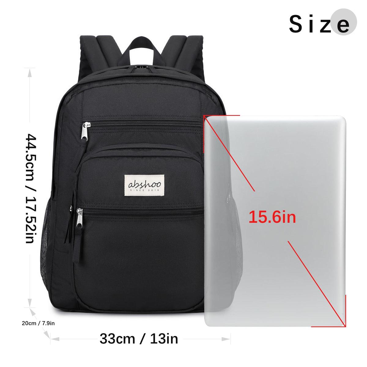 abshoo 34L Large Backpack for School Water Resistant Women Men Bookbag For College, Middle High School, Travel (Black)