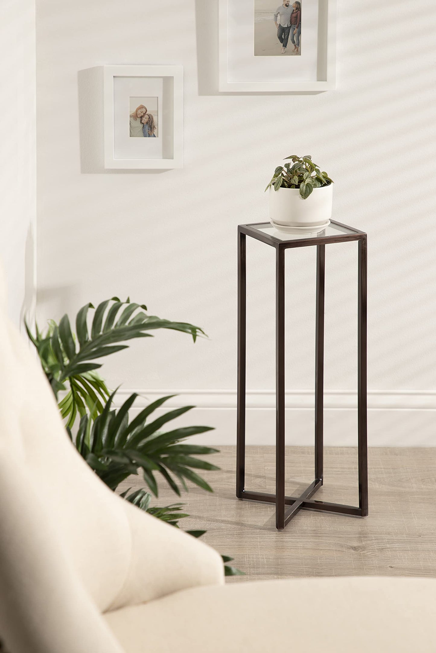 Kate and Laurel Jaspur Modern Drink Table, 7 x 7 x 21, Bronze, Decorative Glam Accent Table for Display and Storage