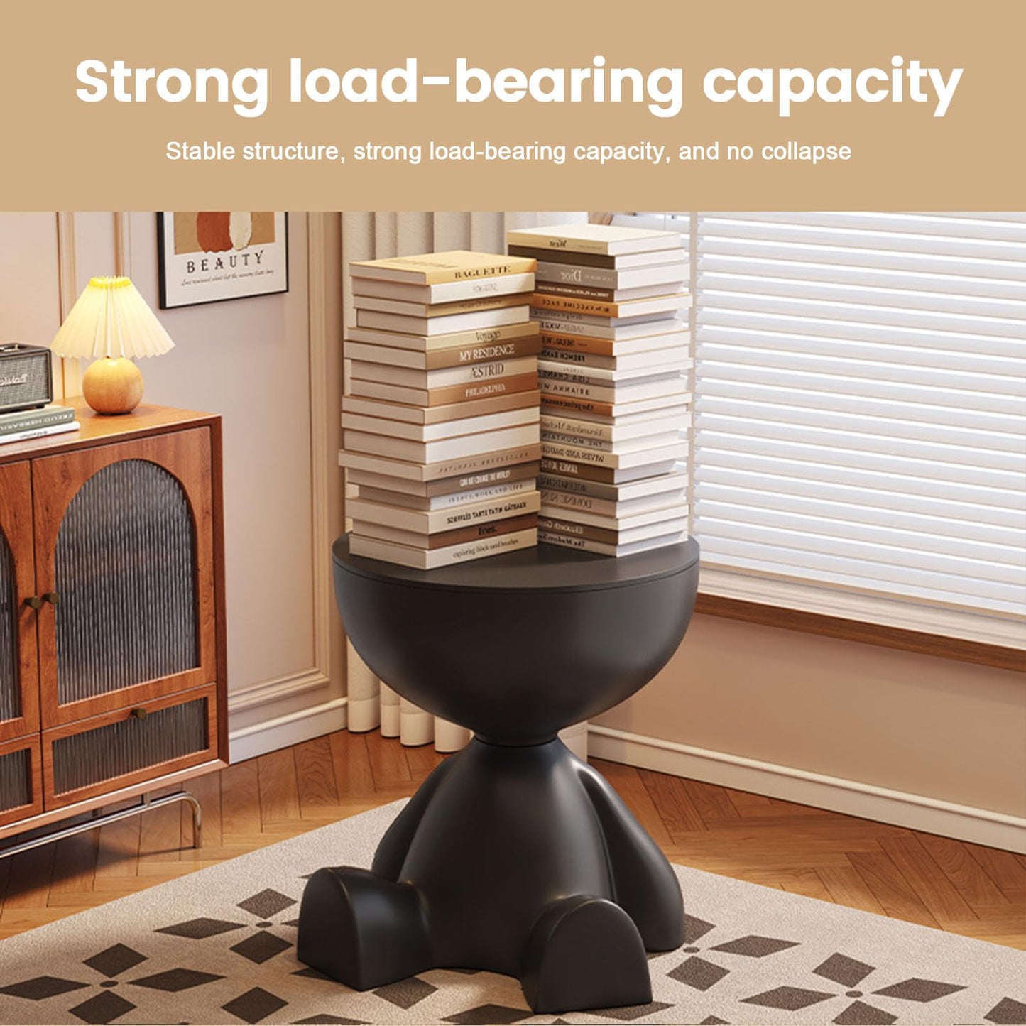 Side Table, Circle Coffee Tables, Sofa Table Nightstand, Small End Tables Accent Balcony Office, Modern Bedside Home Decor for Living Room, Bedroom, Small Spaces, Easy Assembly (Black)