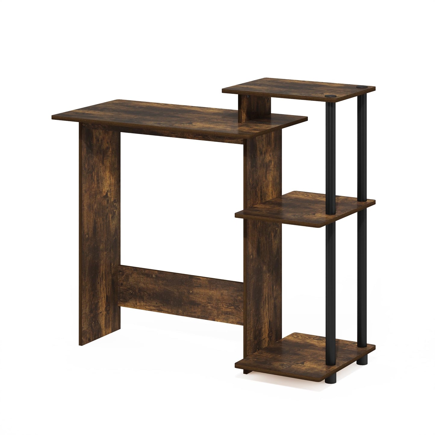 Furinno EFFICIENT Desk, 28.6" Wide Gaming Desk with 3 Open Side Shelves, Laptop Notebook Computer Desk, Office Desk for Home Office, Study Room, Dorm, Bedroom, Amber Pine