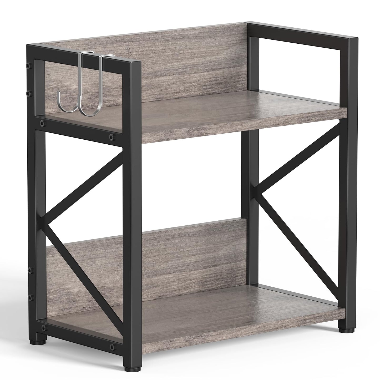 RUILALIFE Spice-Rack-Organizer-Shelf for Kitchen Counter, 2 Tiers Coffee Bar Station Organizer for Countertop，Space Saving Desk Shelving Riser Unit (Grey, Medium)