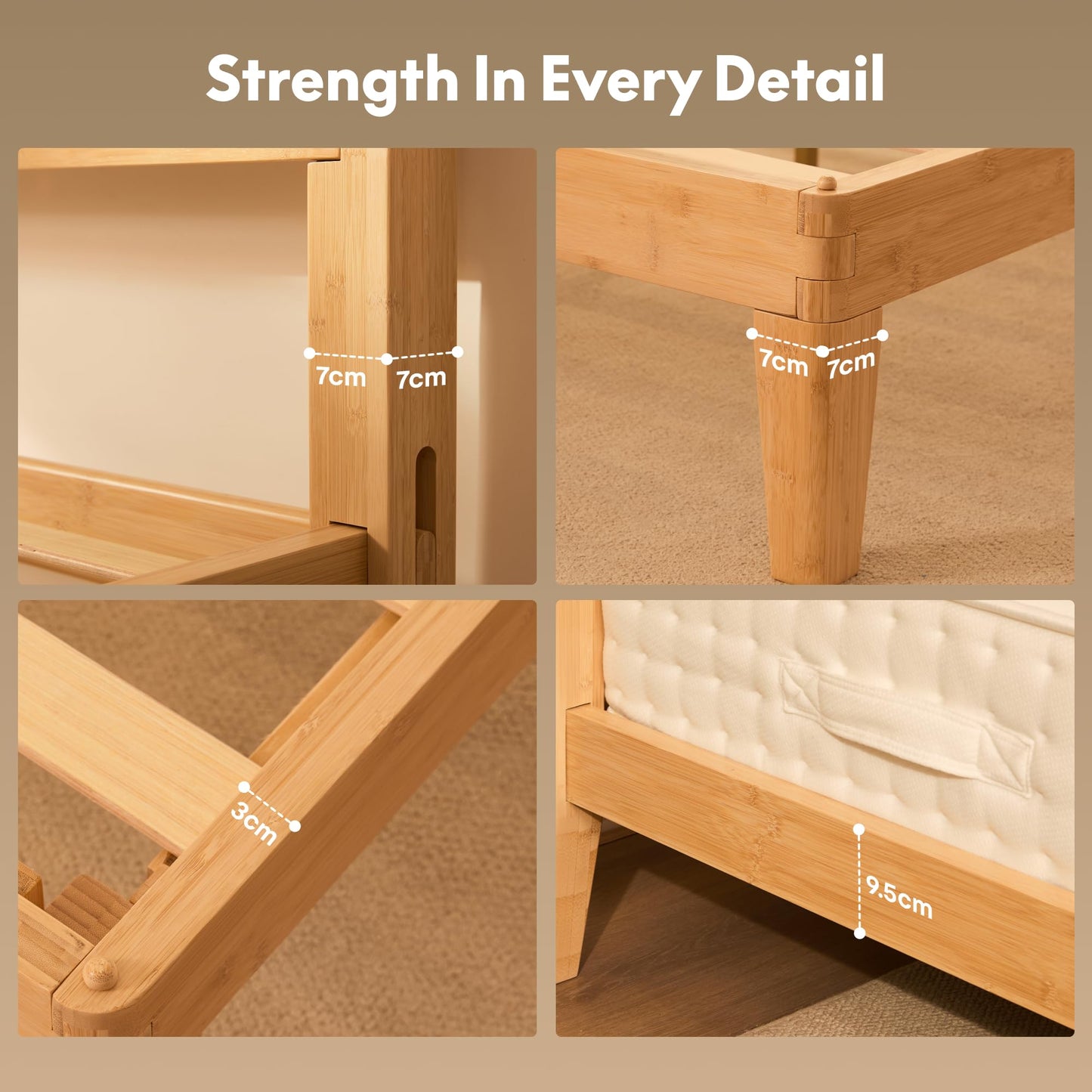 FLEXISPOT Hako G4 Queen Bamboo Platform Bed Frame with Charging Storage Headboard, Japanese Joinery Bed Frame, Built-in Night Light, Minimalist Style, Quick Assembly, 1300 lbs Capacity, Natural