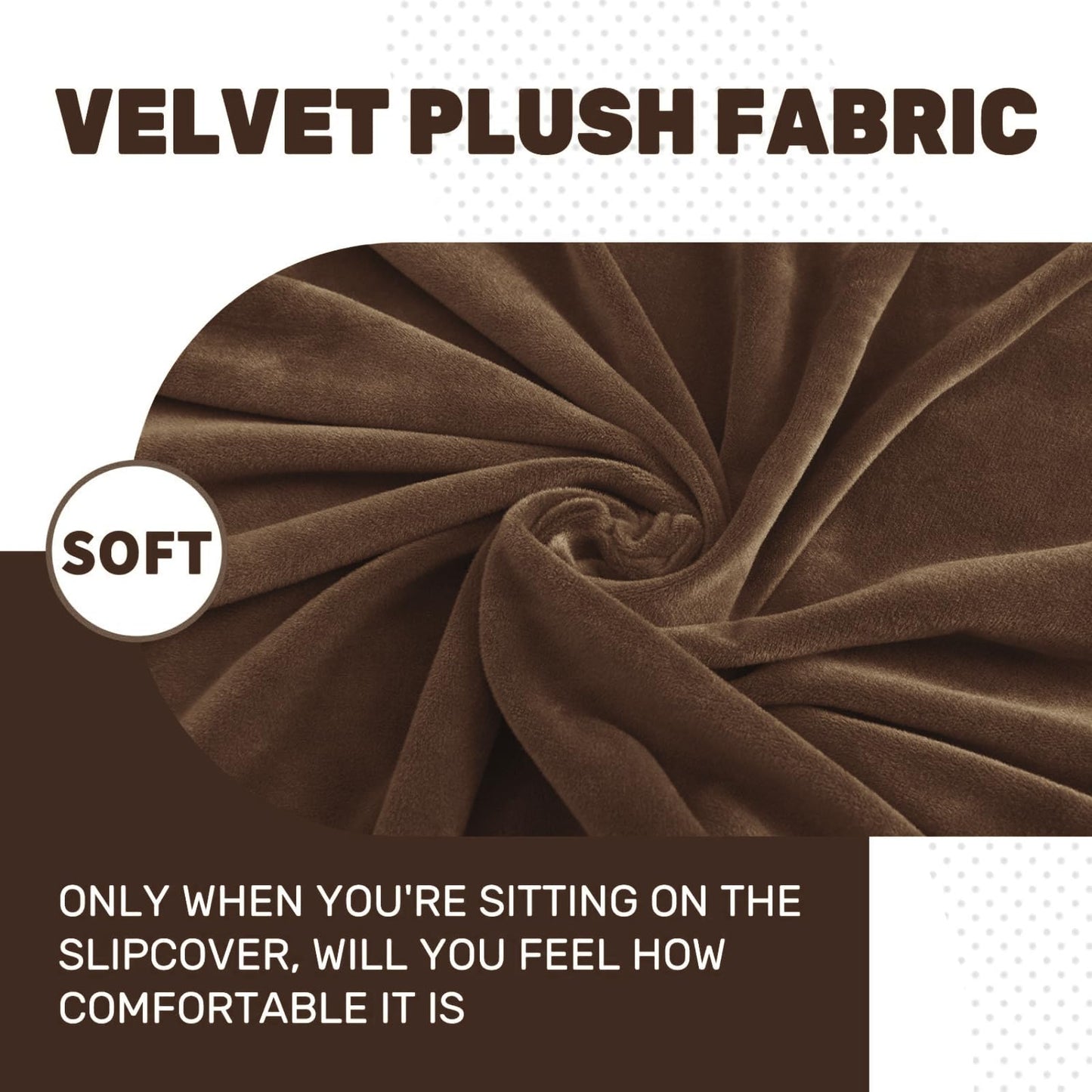 MAXIJIN Velvet Stretch Cushion Cover Fitted Couch Cushion Slipcovers 1 Pack Arm Chair Seat Cushion Cover for Individual Cushion Sofa Chair with Elastic Bottom (Chair Cushion, Dark Coffee)