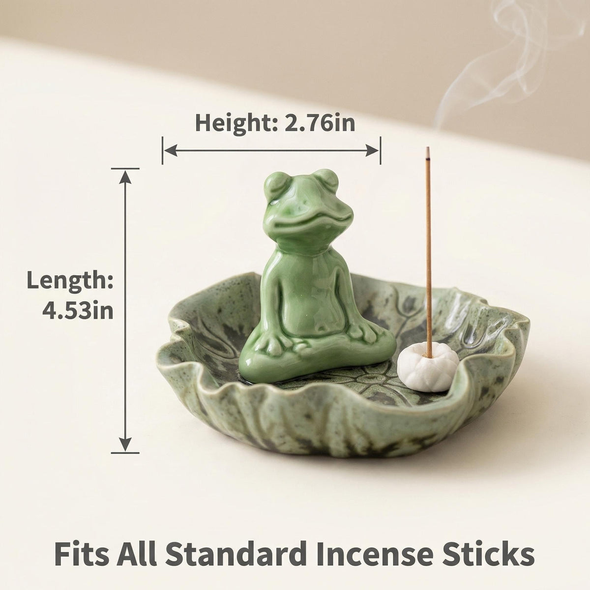 MENORISK Incense Holder for Sticks, Meditating Frog Ceramic Incense Holder with Stainless Steel Tweezer & Brush – Zen Home Decor for Meditation, Yoga, or Tea Ceremony