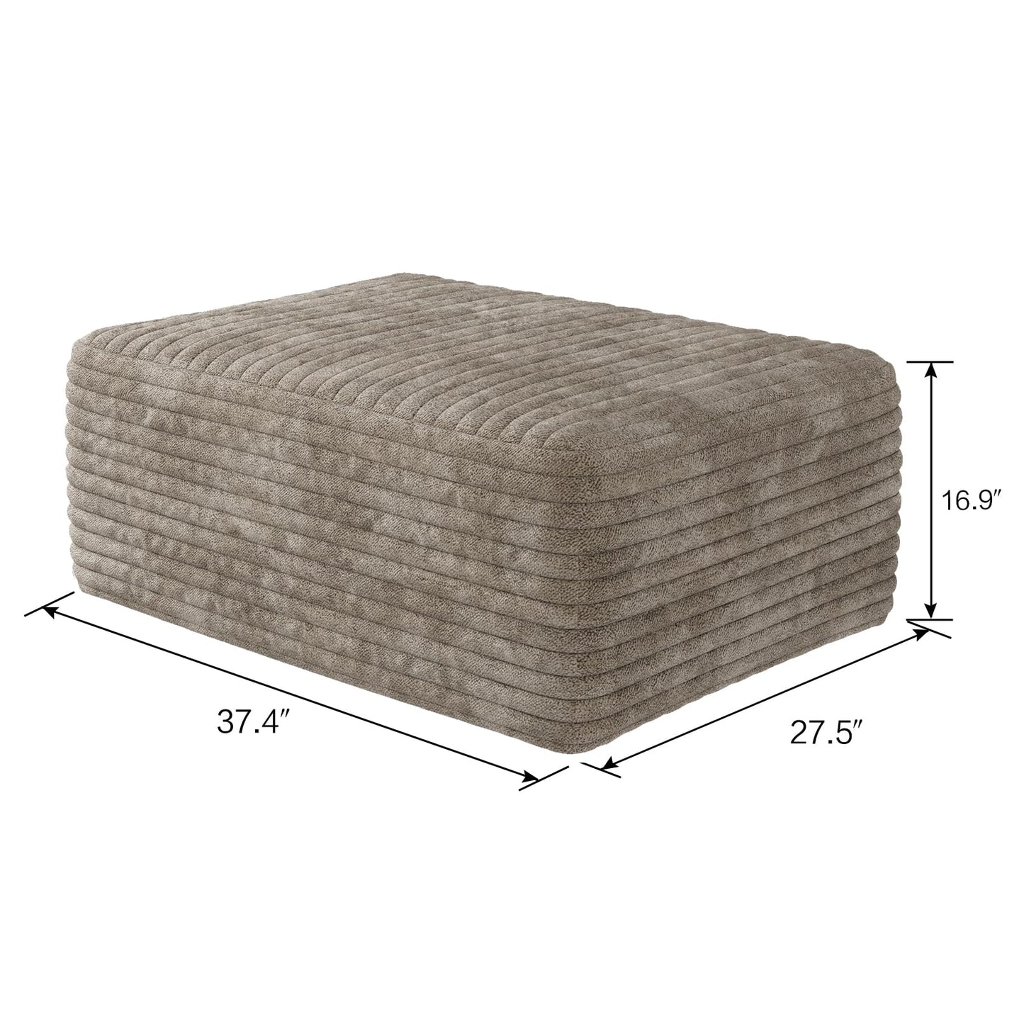 JINGLING 37.4" Rectangle Ottoman Foot Rest for Couch - Corduroy Upholstered Compressed Memory Foam, Cloud Ottoman for Modular Sectional, No Assembly Required, DIY Combination, Camel