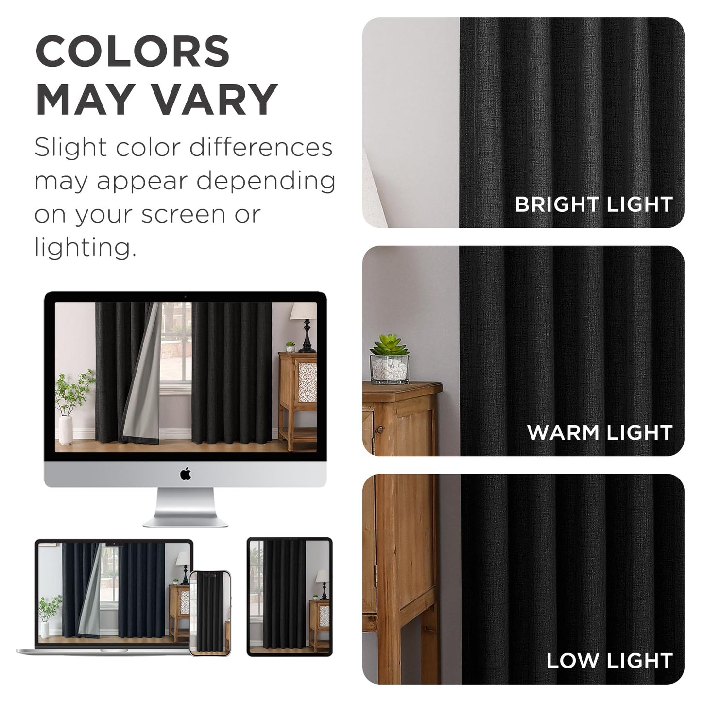 Joydeco Pinch Pleated Curtains - 100% Blackout for Bedroom, Black Linen Curtains 40" W x 90" L, Thermal Insulated 2 Panels Light Blocking Drapes, Back Tabs for Living Room