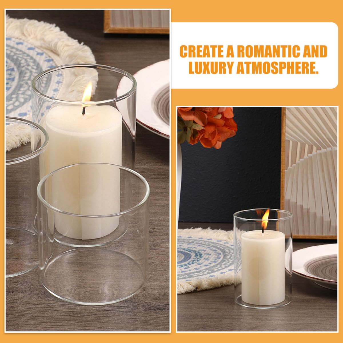 YARNOW 3pcs Small Glass Candle Holders Set Cylinder Aromatherapy Candle Cups for DIY Soy Wax Tealight Jars for Home Decor and Relaxation