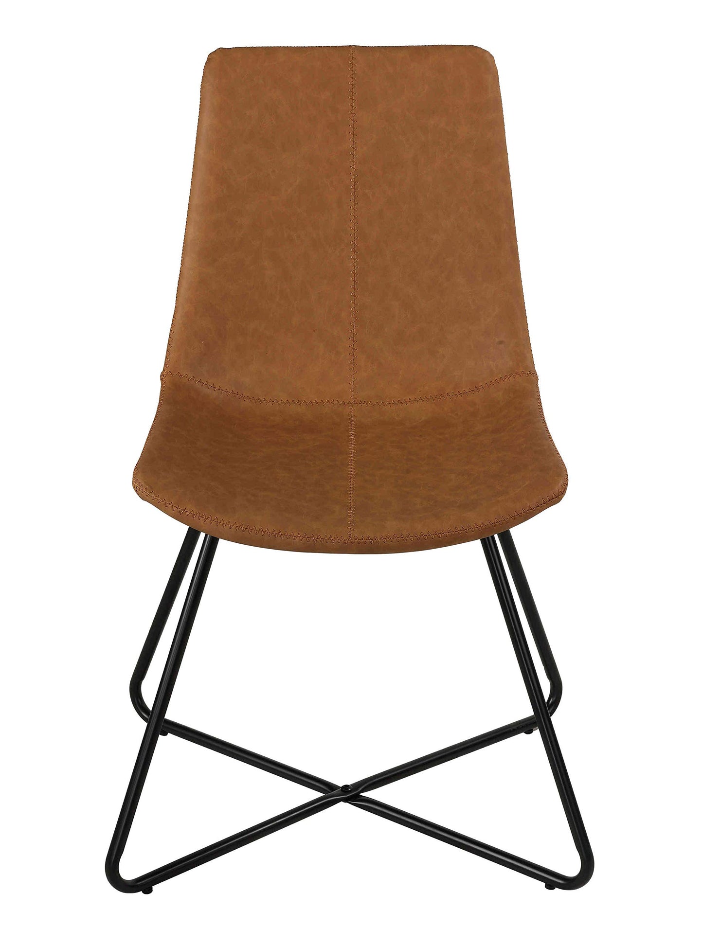 Cortesi Home Tangier Dining Chair in Saddle Brown Faux Leather (Set of 2)