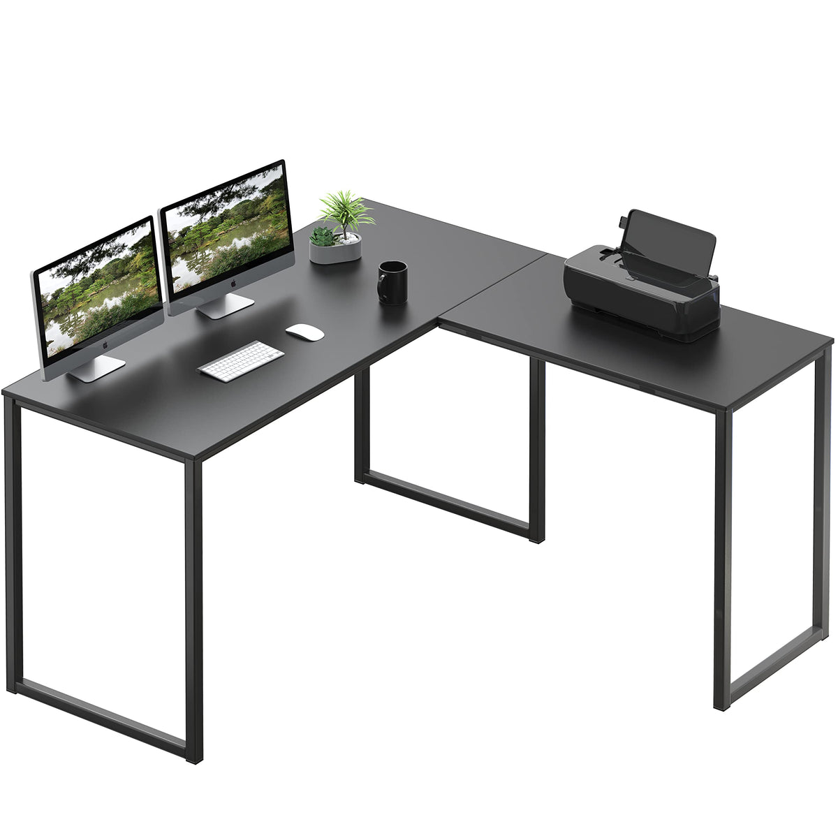 SHW Mission 48 x 48 Inches L-Shape Home Office Computer Desk, Black