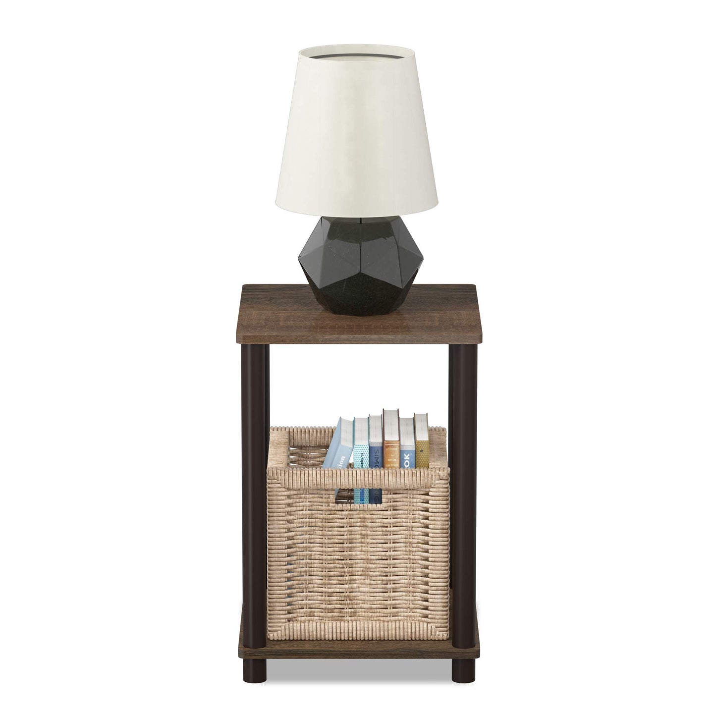 FURINNO Turn-N-Tube Haydn End Table, 1-Pack, Walnut/Brown