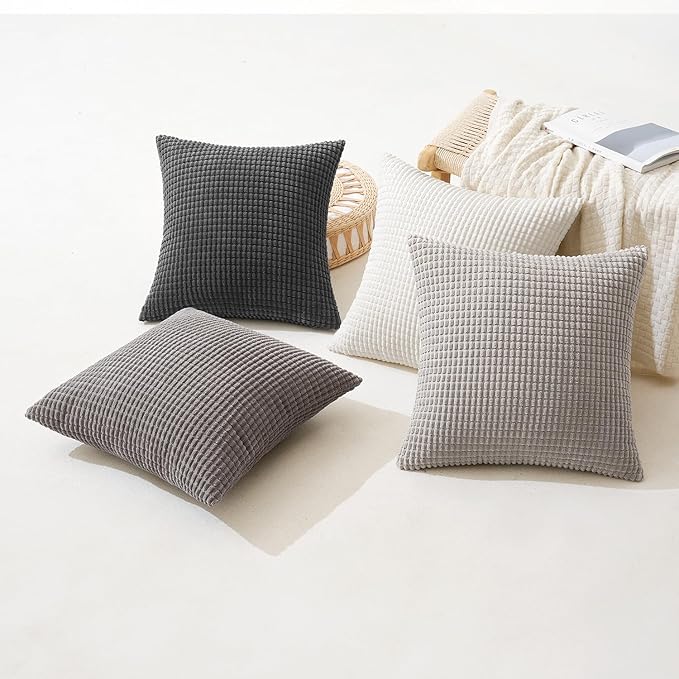 MIULEE Timeless Neutral Euro Sham Pillow Covers 24x24 Set of 4 Mid Century