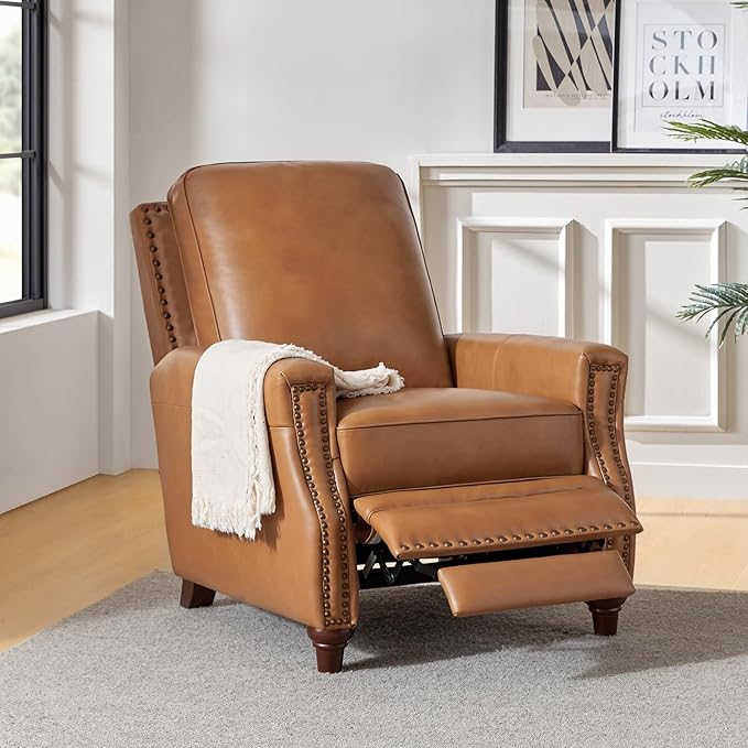 HULALA HOME Genuine Leather Manual Recliner Chair