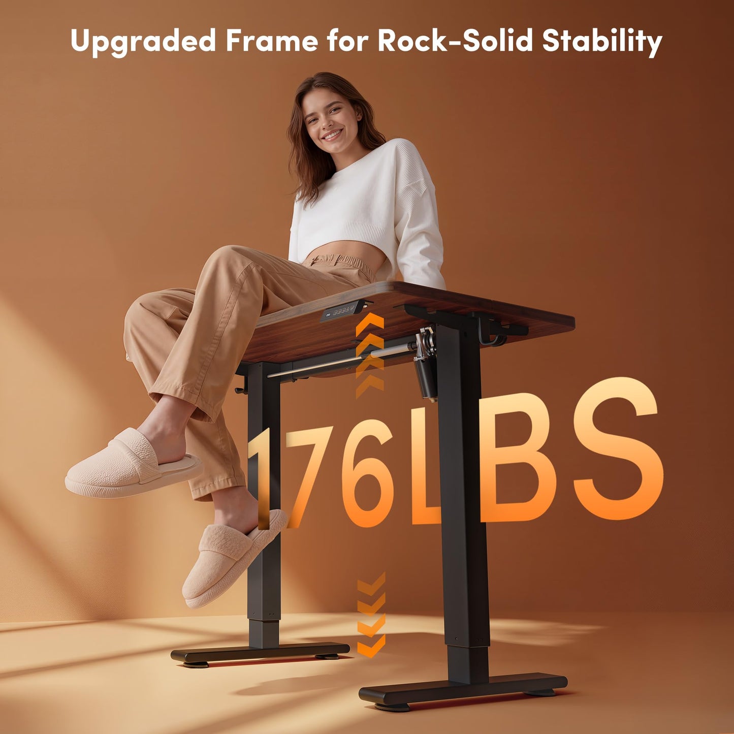 FEZIBO 40 x 24 Inches Electric Standing Desk Adjustable Height, 3 Memory Height Settings, Sit Stand Up Desk for Home Office & Computer Workstation, Dark Walnut