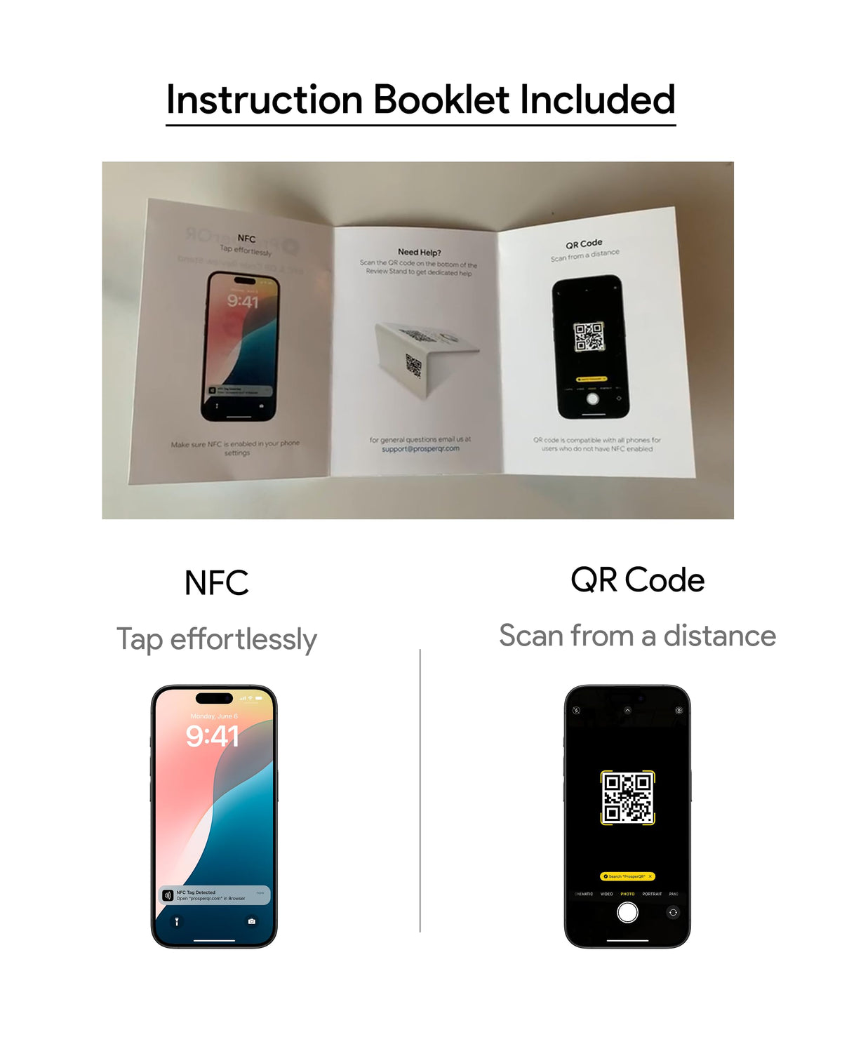 ProsperQR - Google Review Stand - NFC & QR Code, Easy Setup, For All Businesses (3-Pack)
